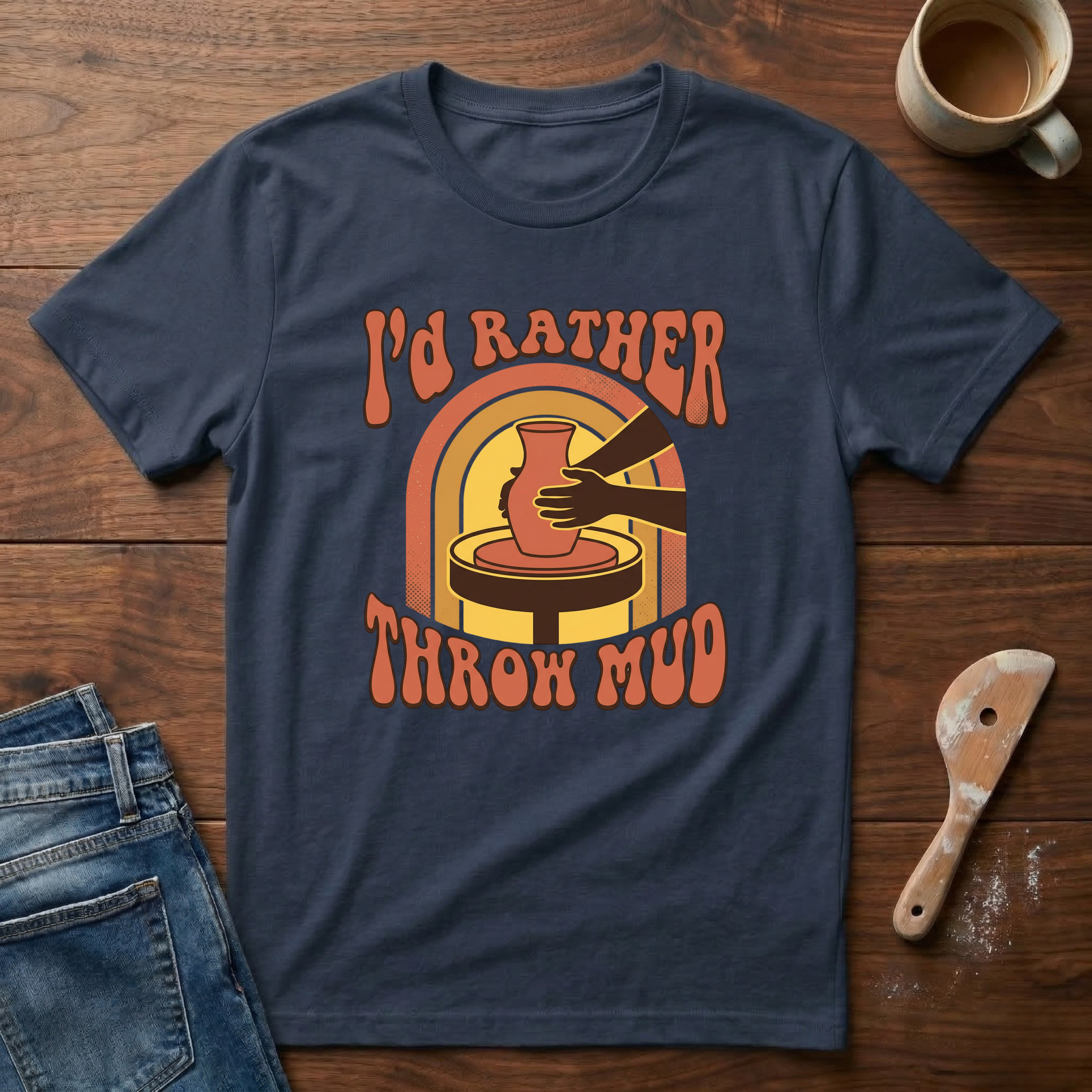 I'd Rather Throw Mud (Retro) T-Shirt