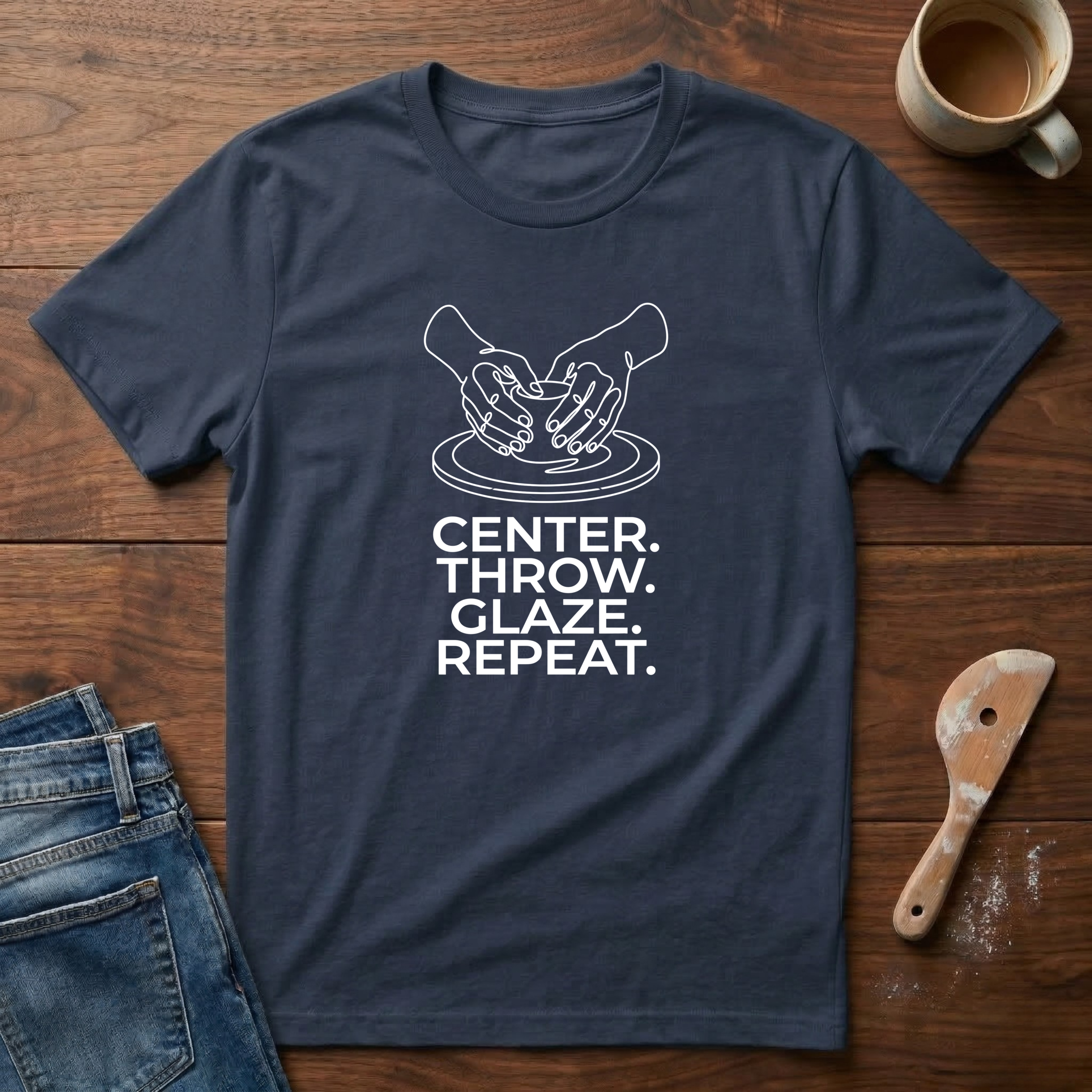 Center. Throw. Glaze. Repeat. T-Shirt