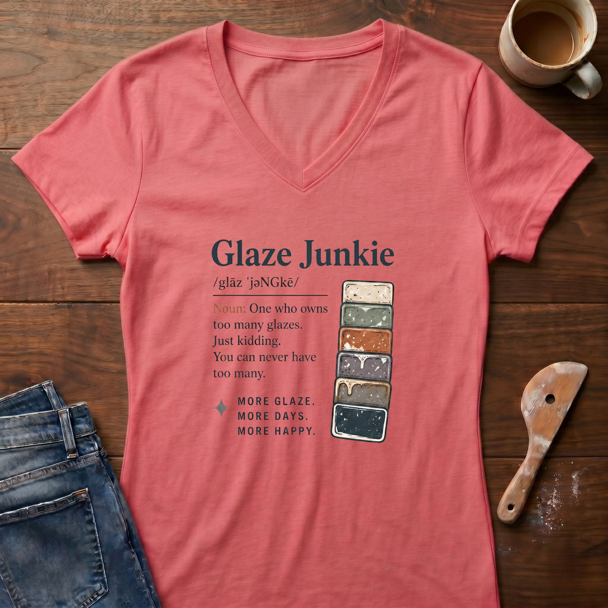 Glaze Junkie Ladies' V-Neck T-Shirt