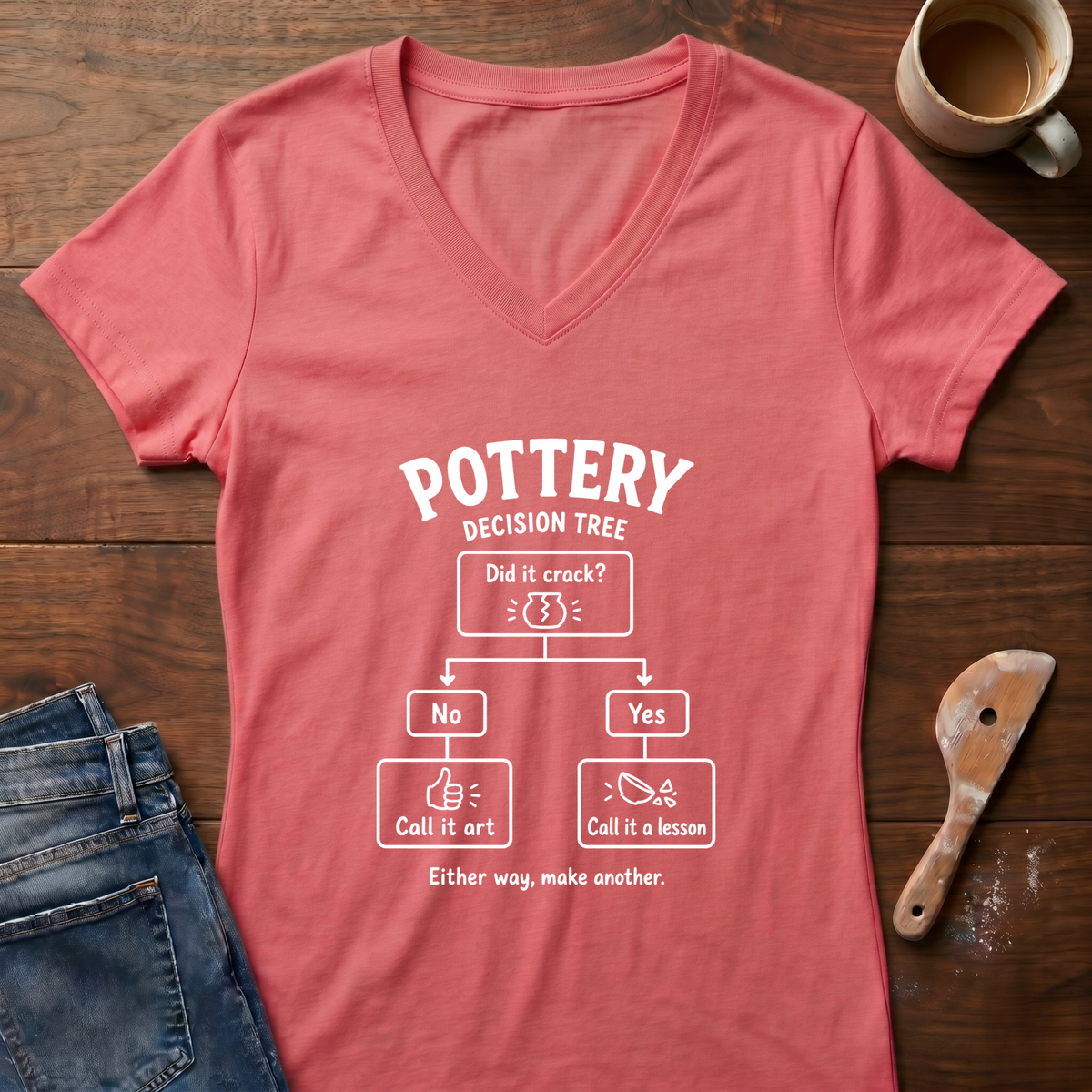 Pottery Decision Tree Ladies' V-Neck T-Shirt