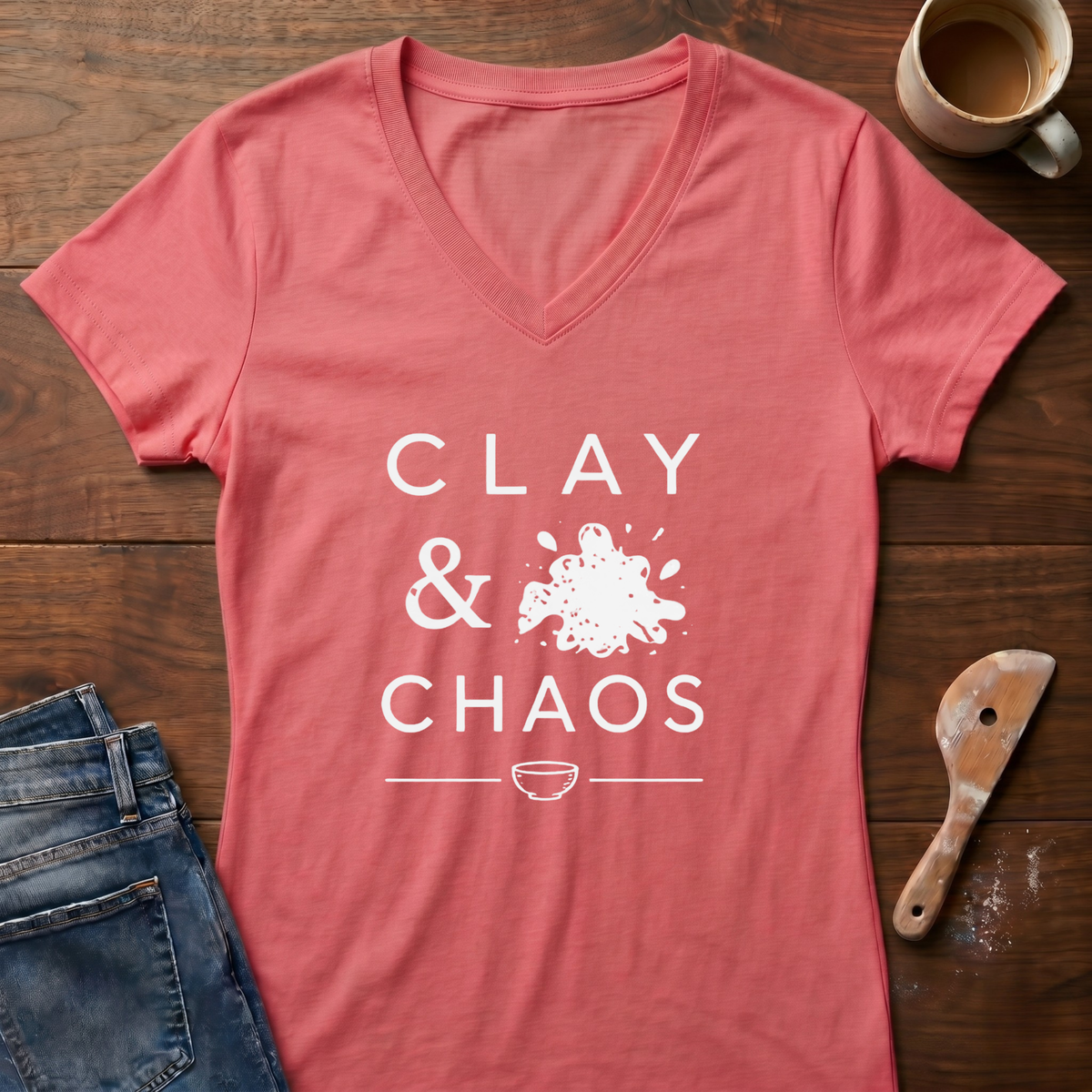 Clay & Chaos Ladies' V-Neck T-Shirt