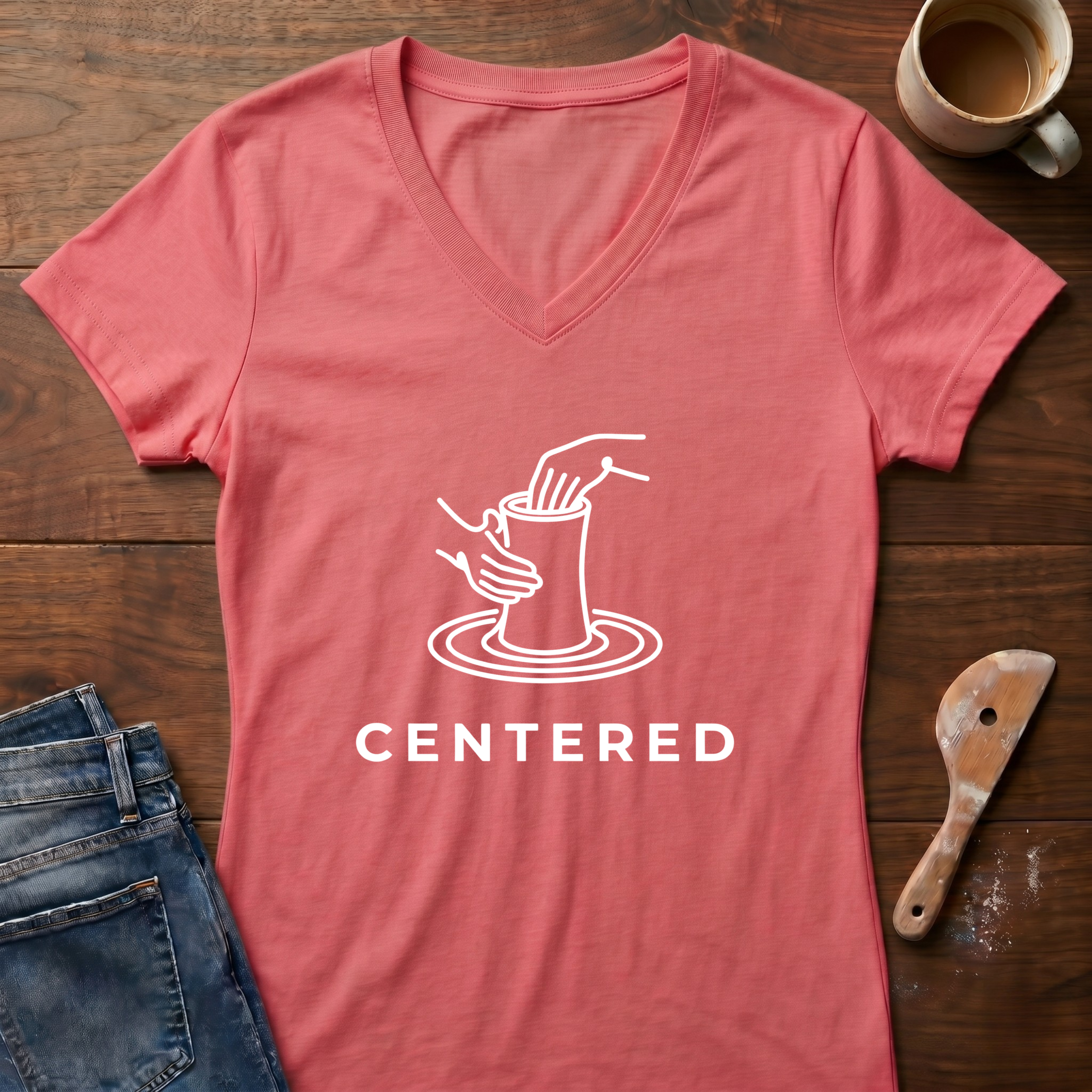Centered Ladies' V-Neck T-Shirt