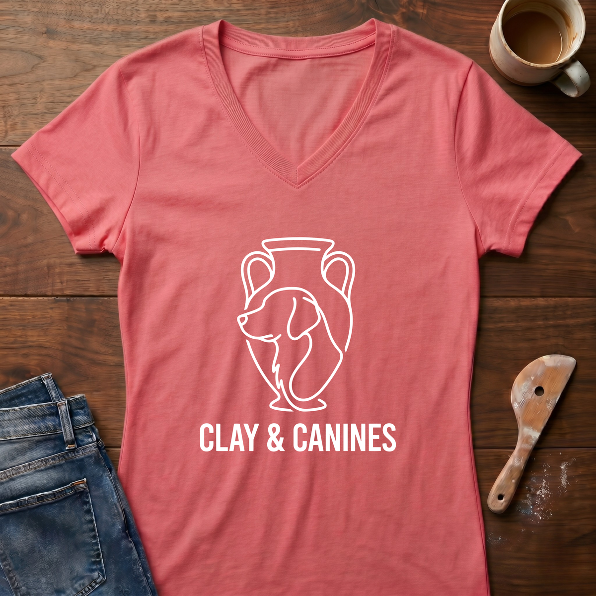 Clay & Canines Ladies' V-Neck T-Shirt