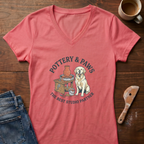 Pottery And Paws Ladies' V-Neck T-Shirt