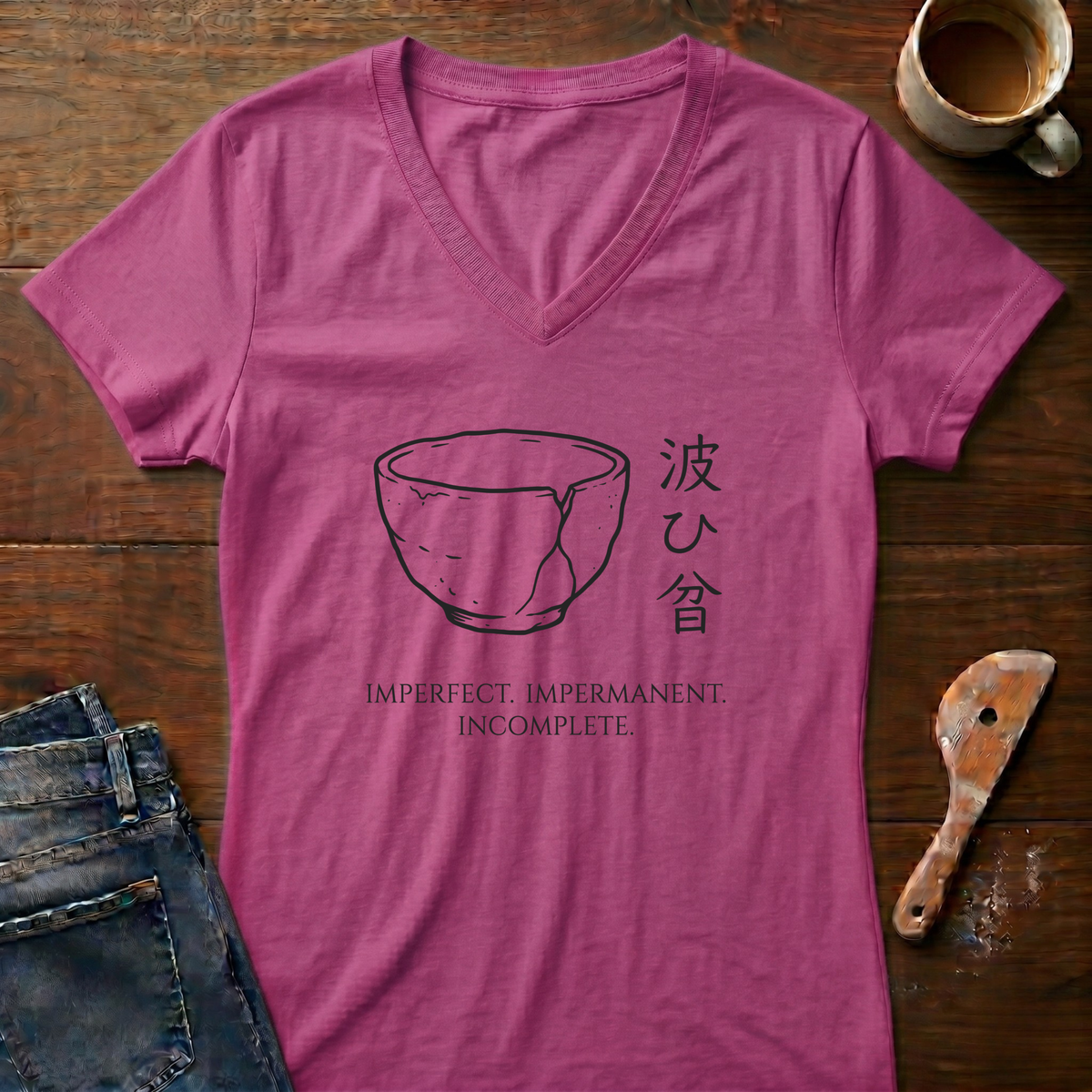 Imperfect. Impermanent. Incomplete Ladies' V-Neck T-Shirt