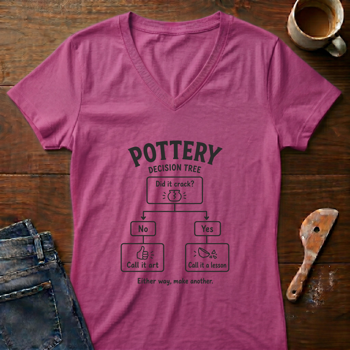 Pottery Decision Tree Ladies' V-Neck T-Shirt