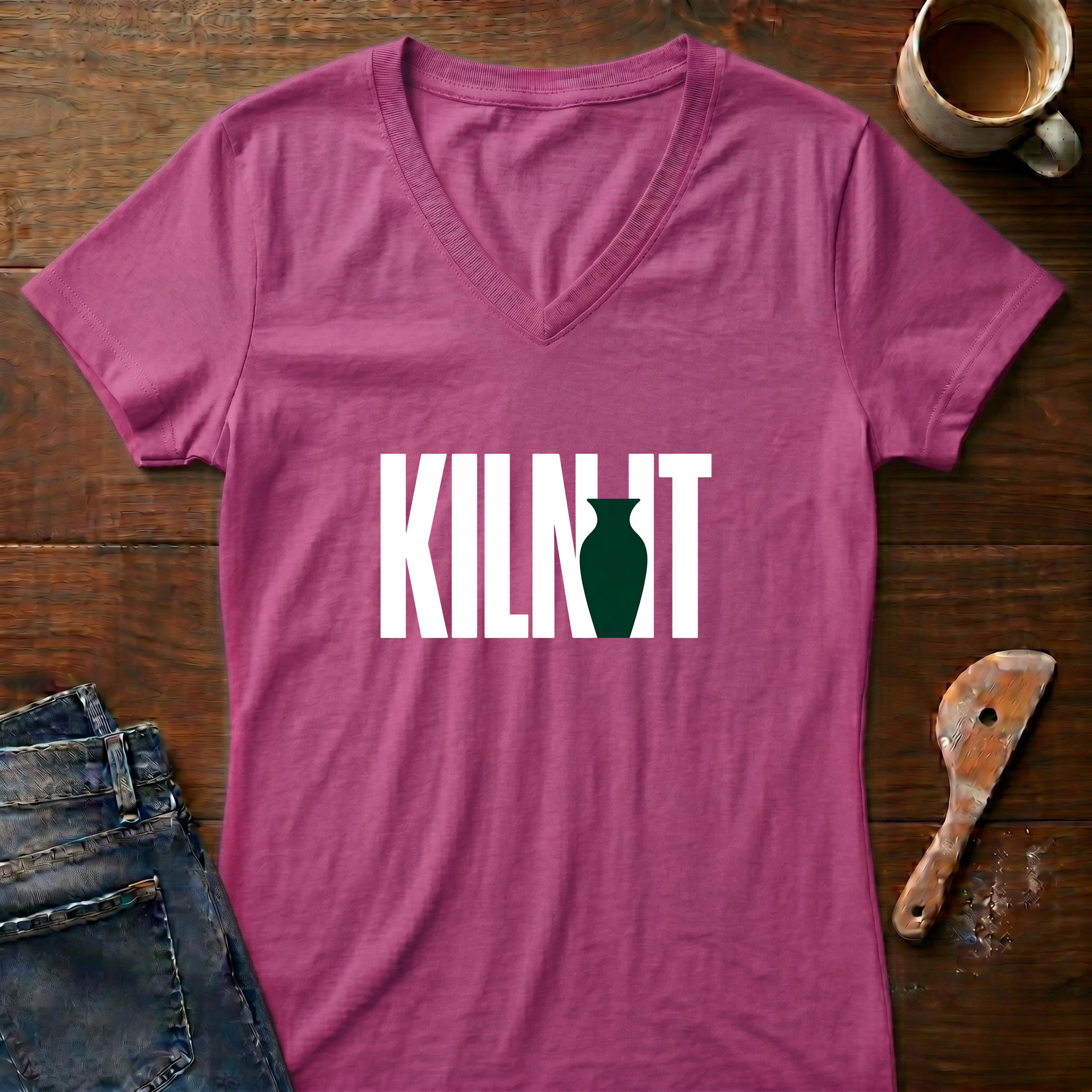 Kiln It Ladies' V-Neck T-Shirt