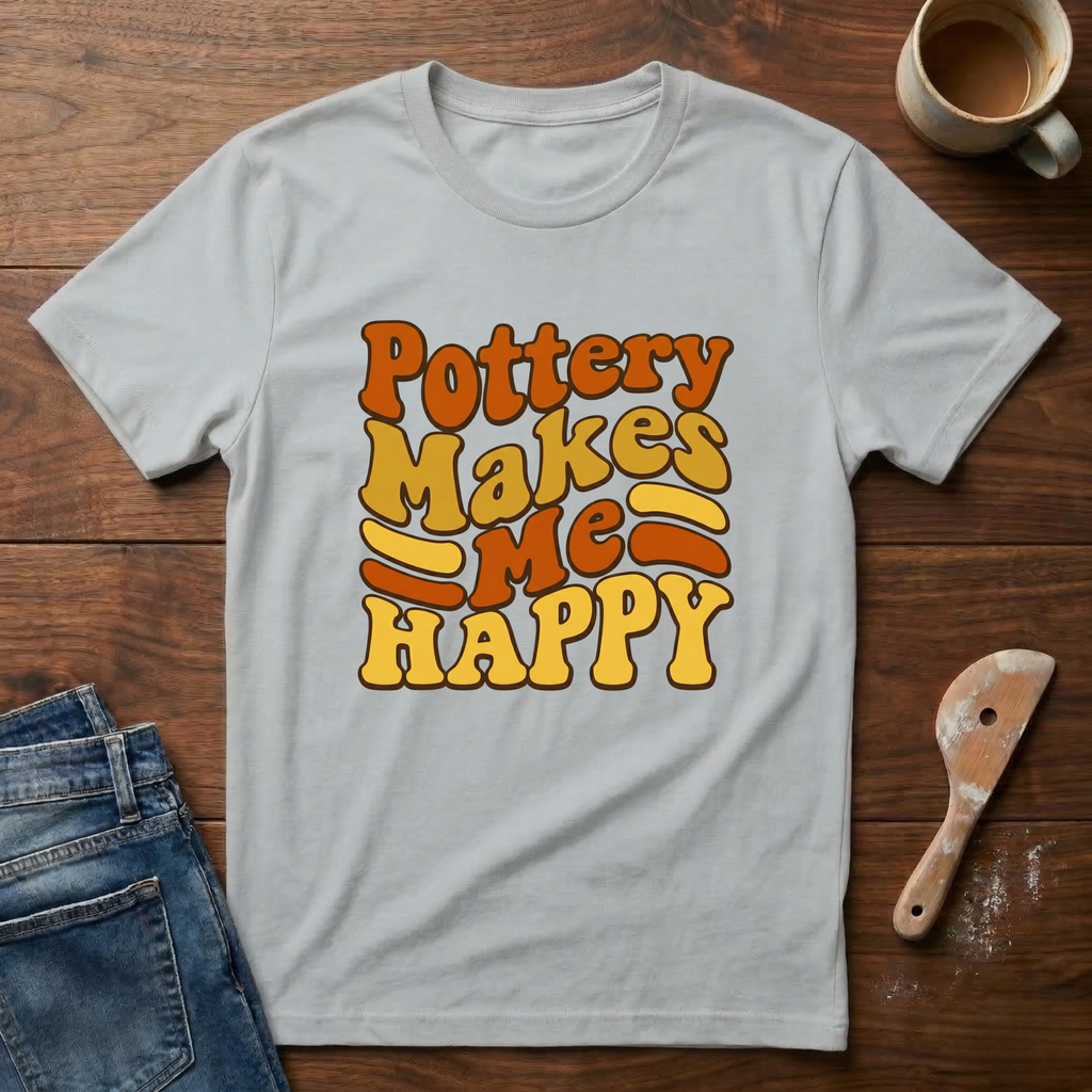 Pottery Makes Me Happy Retro T-Shirt