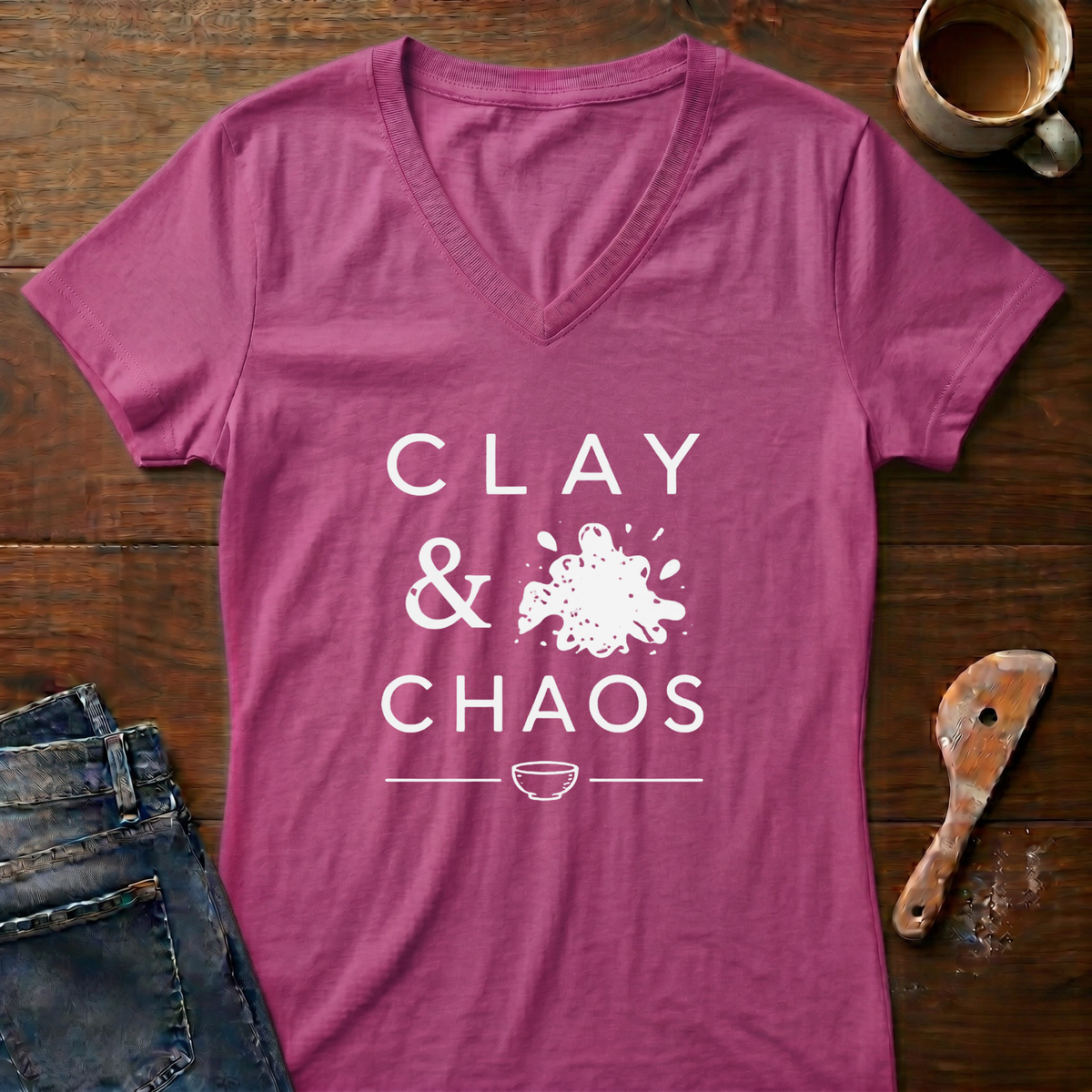 Clay & Chaos Ladies' V-Neck T-Shirt