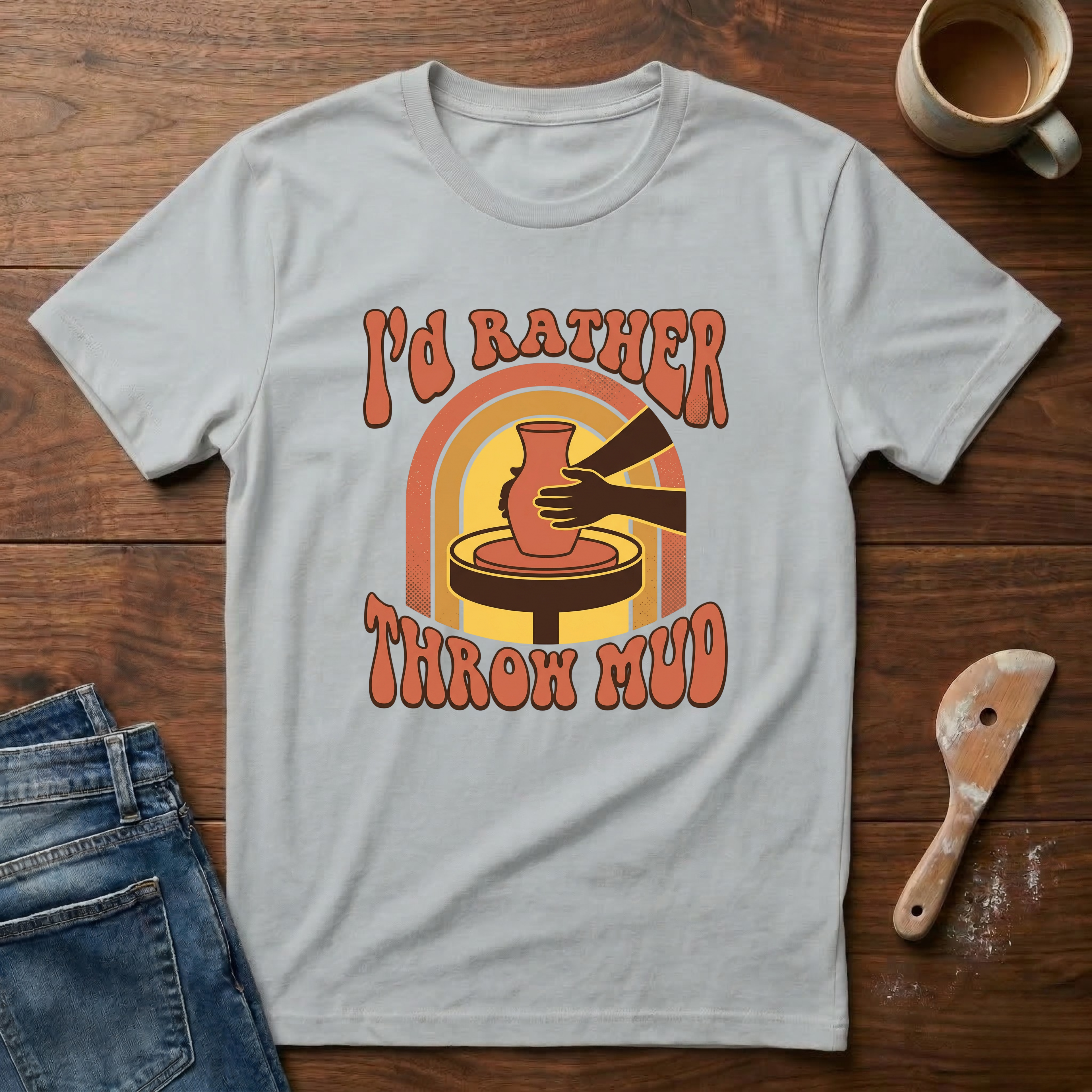 I'd Rather Throw Mud (Retro) T-Shirt