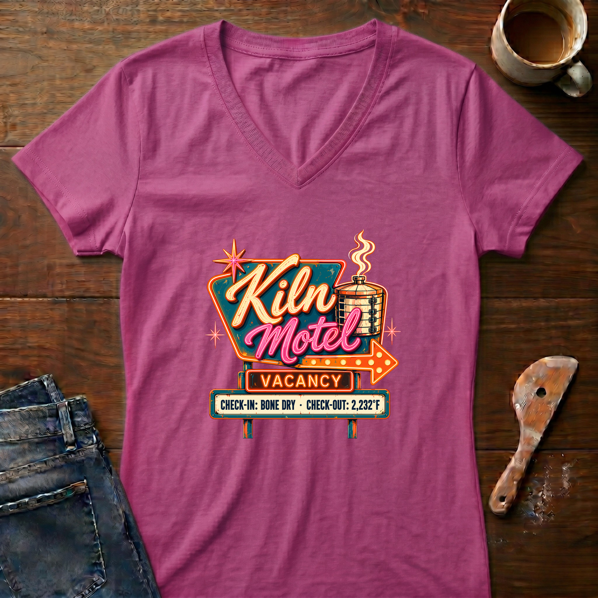 Kiln Motel Ladies' V-Neck T-Shirt