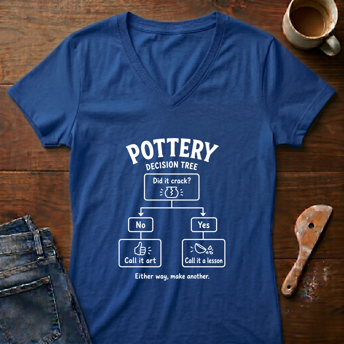 Pottery Decision Tree Ladies' V-Neck T-Shirt