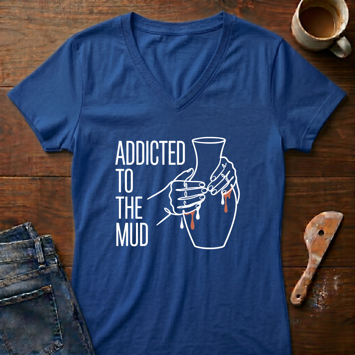 Addicted To The Mud Ladies' V-Neck T-Shirt