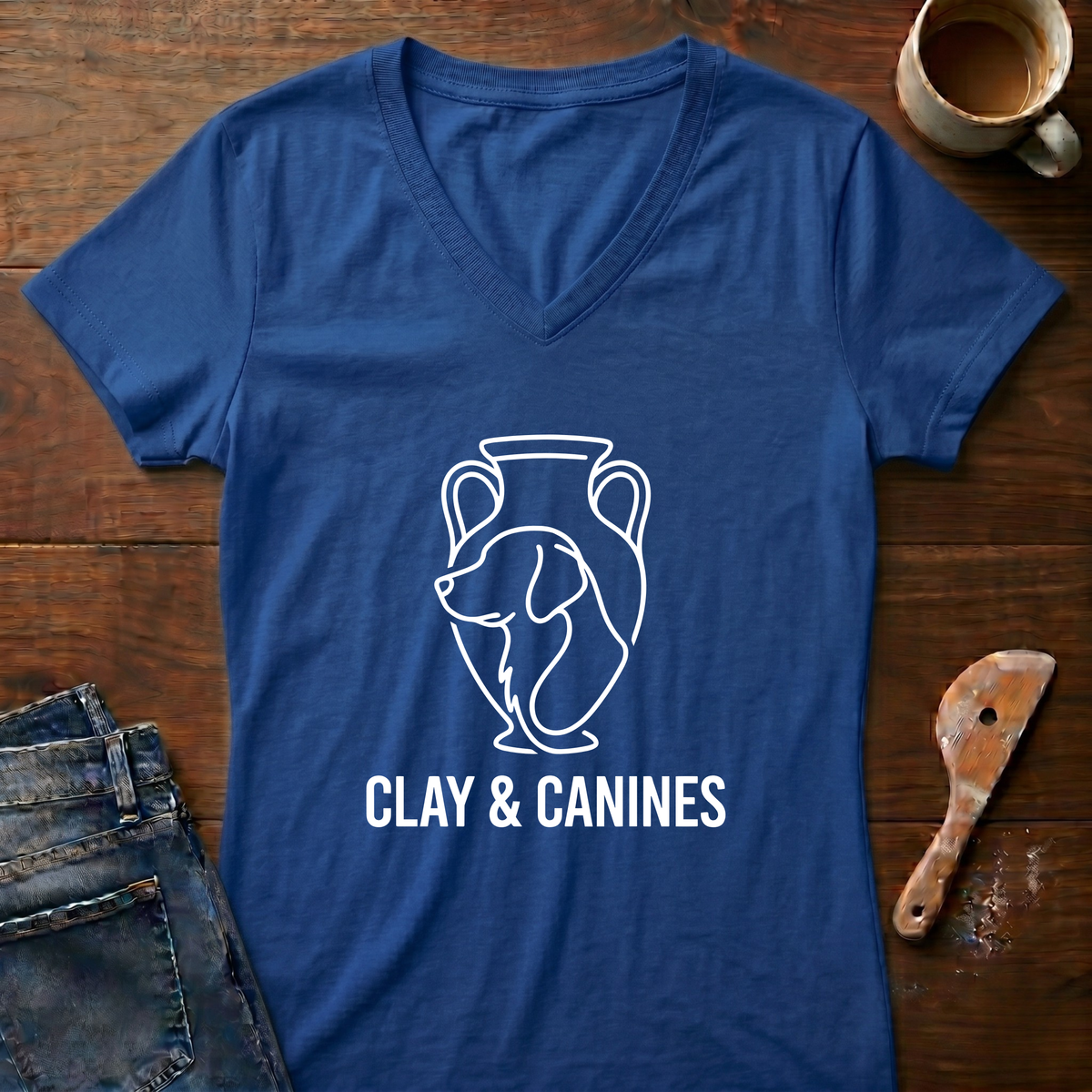 Clay & Canines Ladies' V-Neck T-Shirt