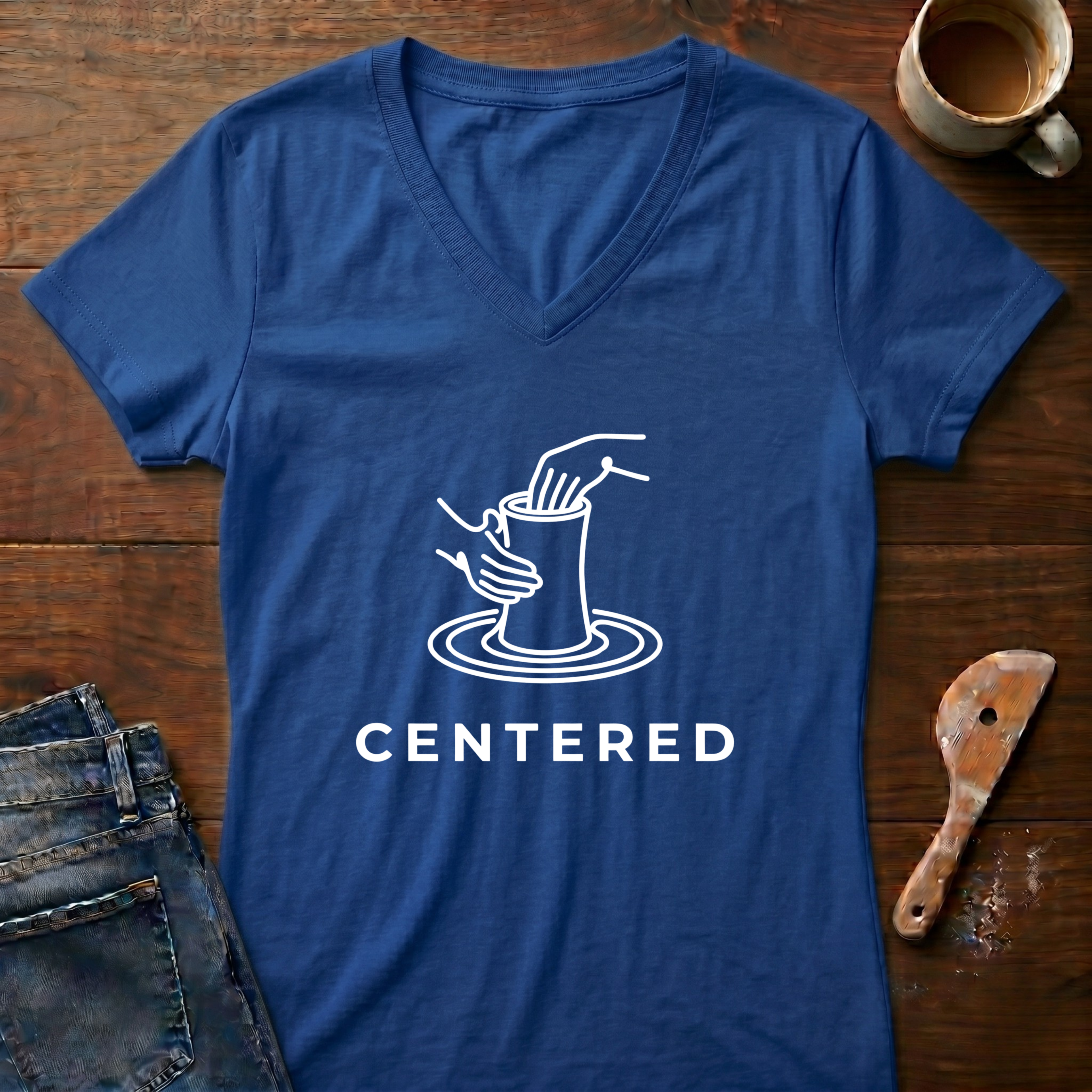 Centered Ladies' V-Neck T-Shirt