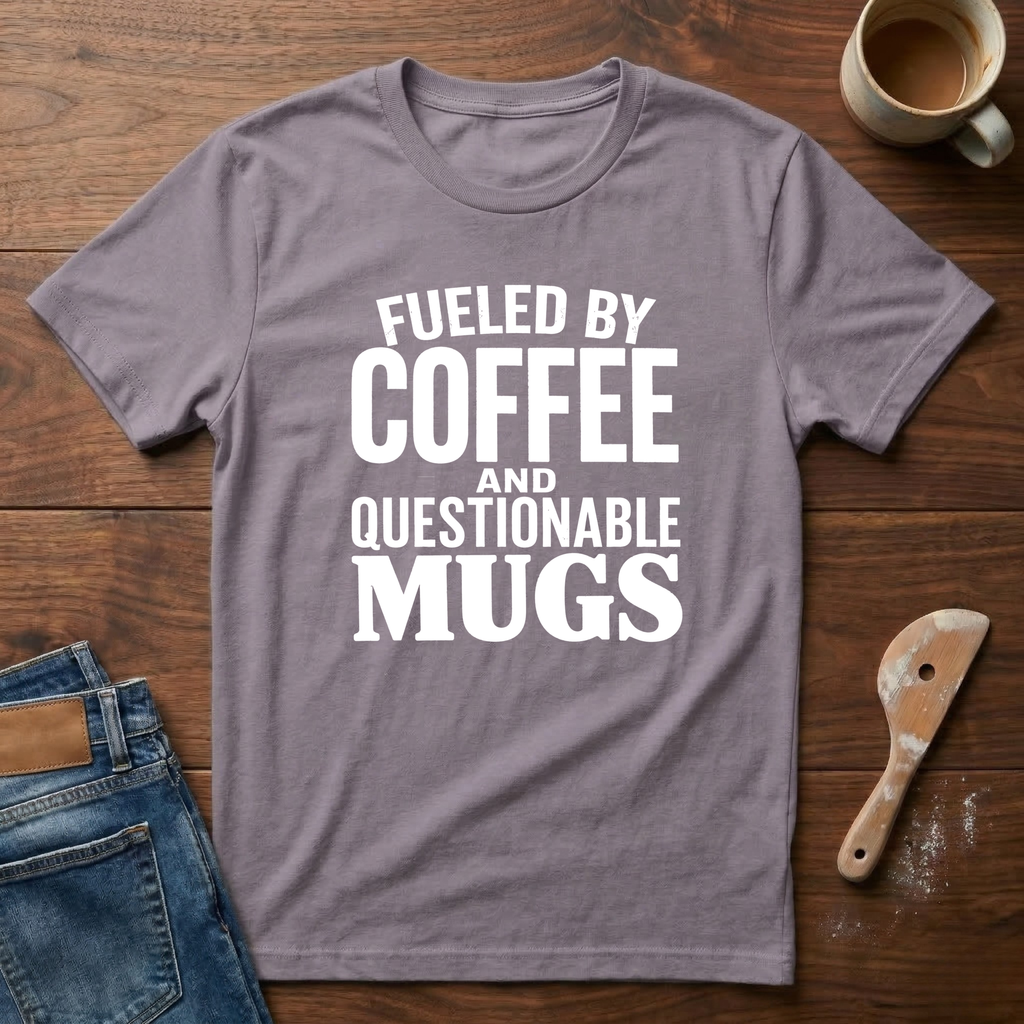 Fueled By Coffee And Questionable Mugs T-Shirt