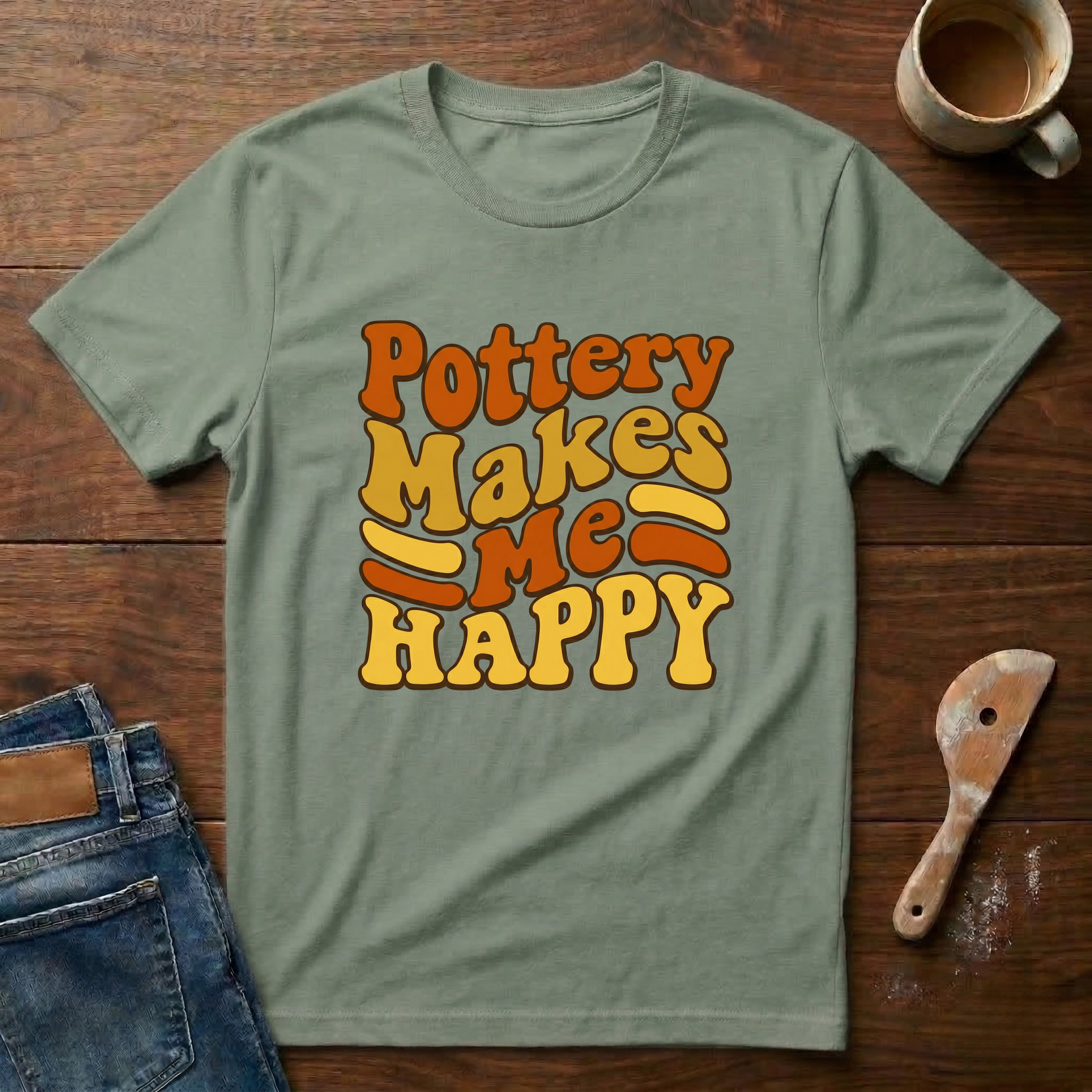 Pottery Makes Me Happy Retro T-Shirt