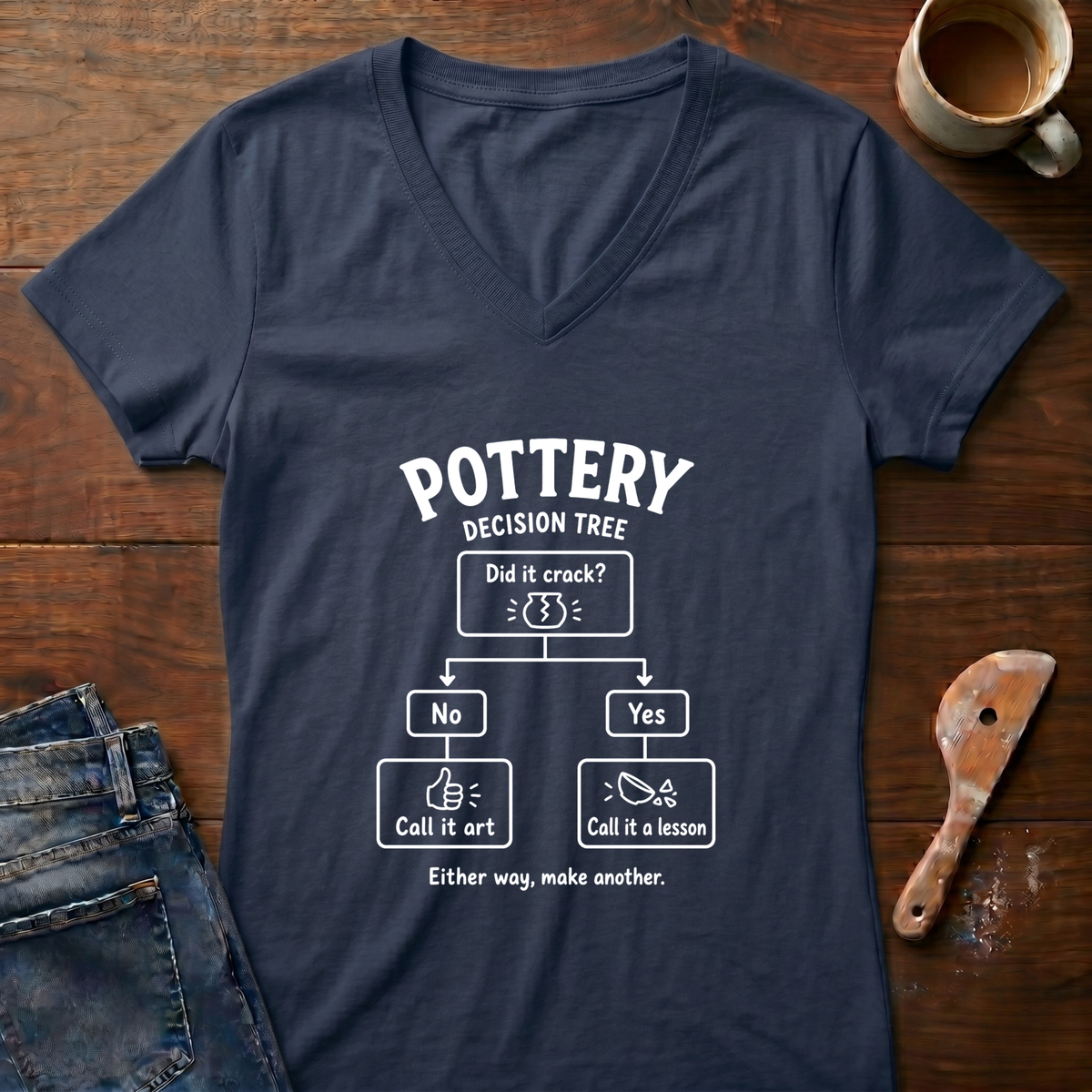 Pottery Decision Tree Ladies' V-Neck T-Shirt