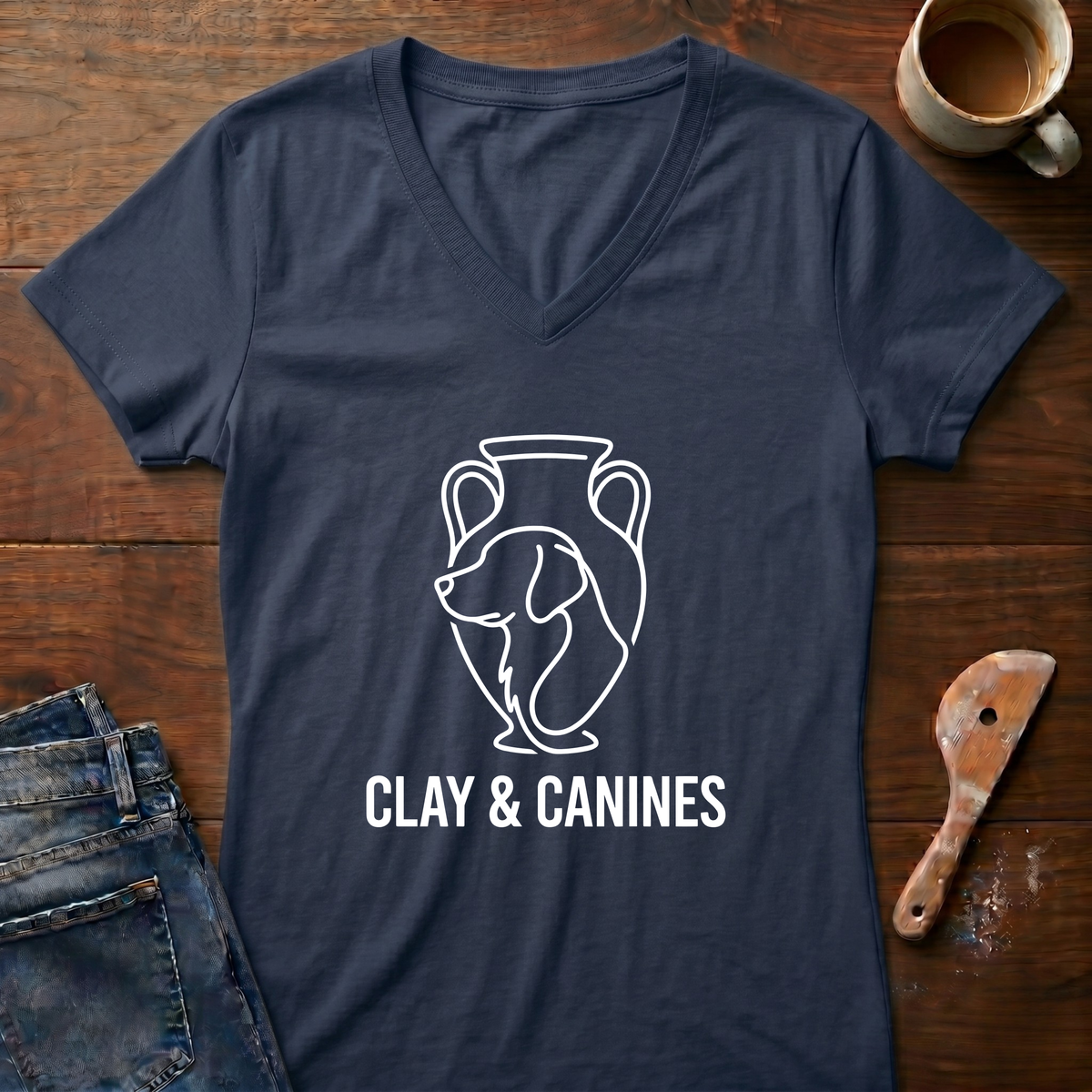 Clay & Canines Ladies' V-Neck T-Shirt