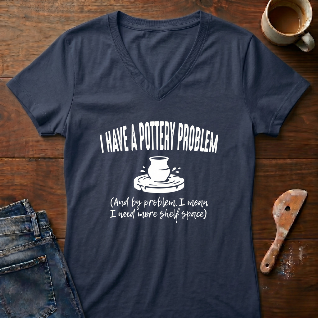 I Have A Pottery Problem Ladies' V-Neck T-Shirt
