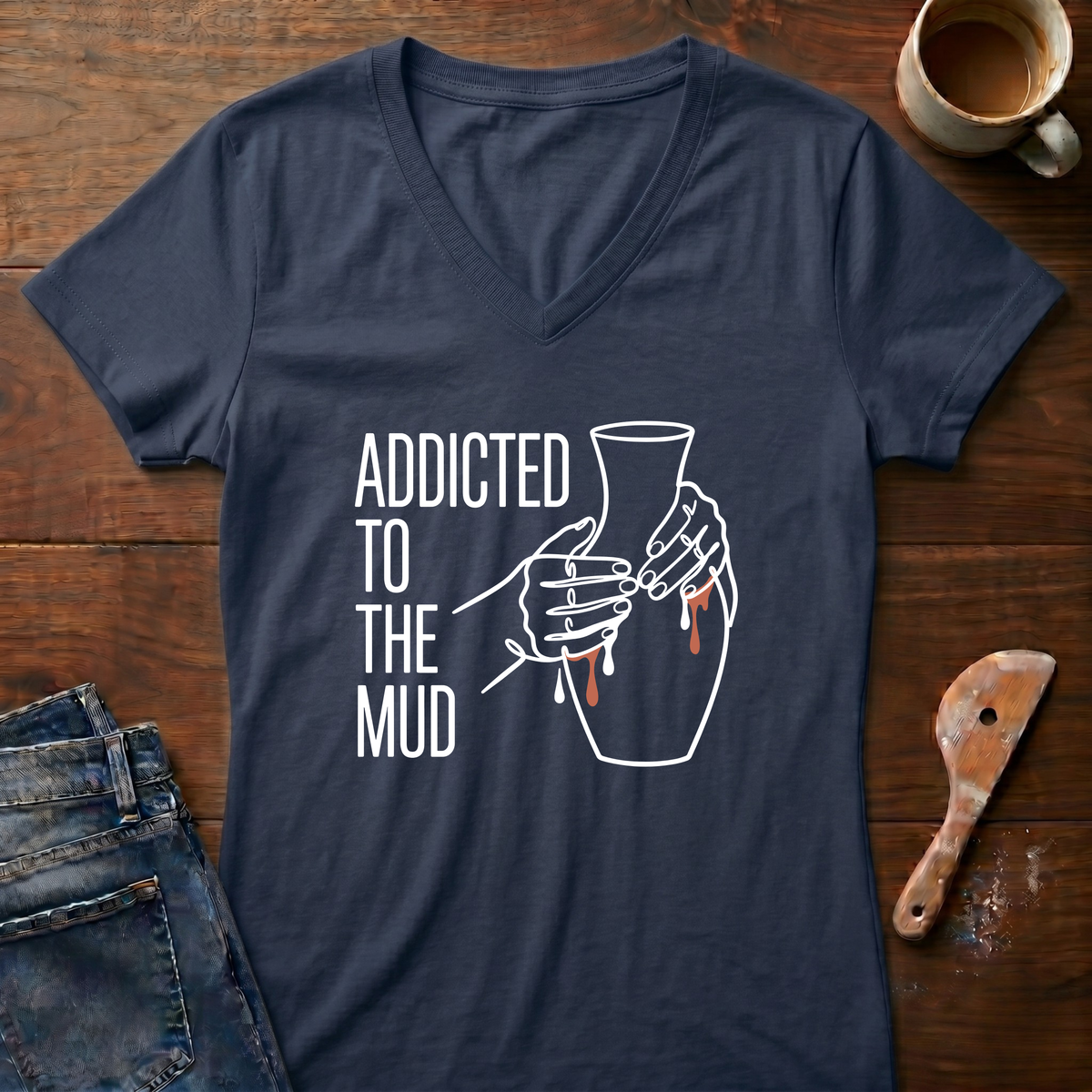 Addicted To The Mud Ladies' V-Neck T-Shirt
