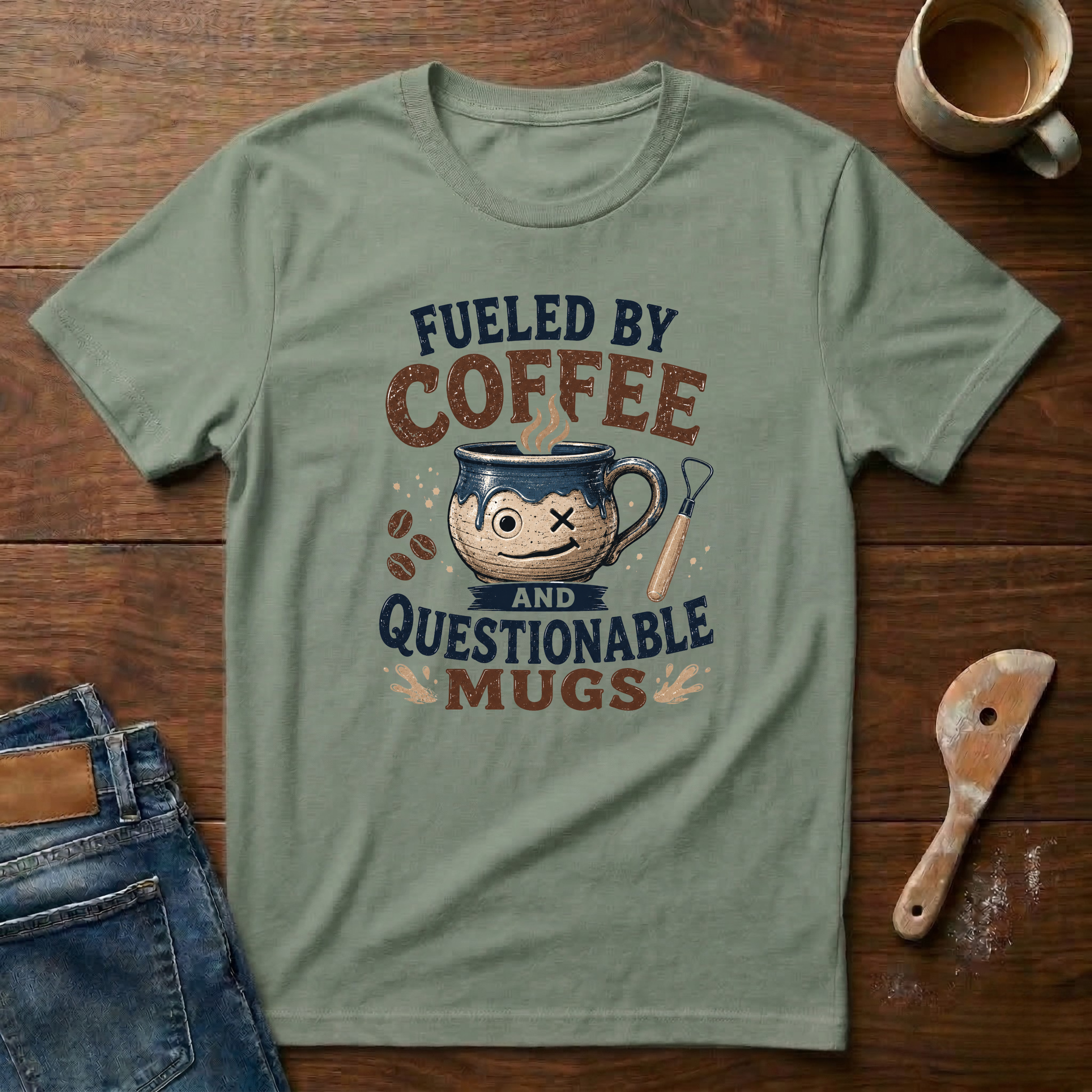 Fueled By Coffee And Questionable Mugs T-Shirt