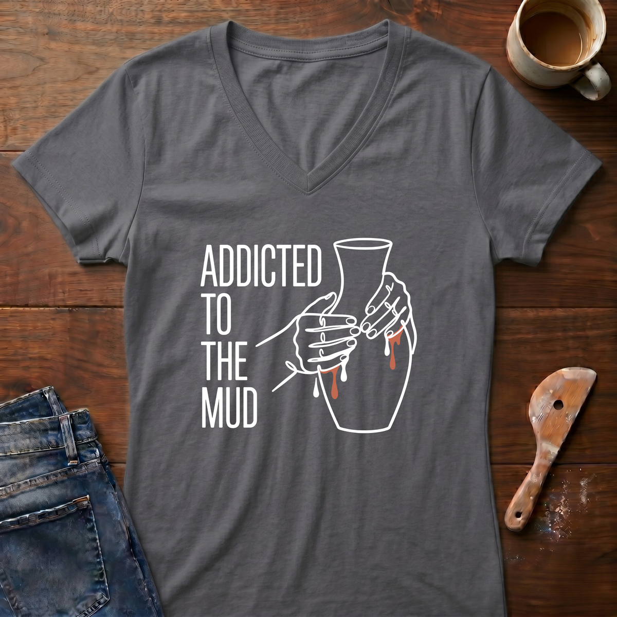 Addicted To The Mud Ladies' V-Neck T-Shirt