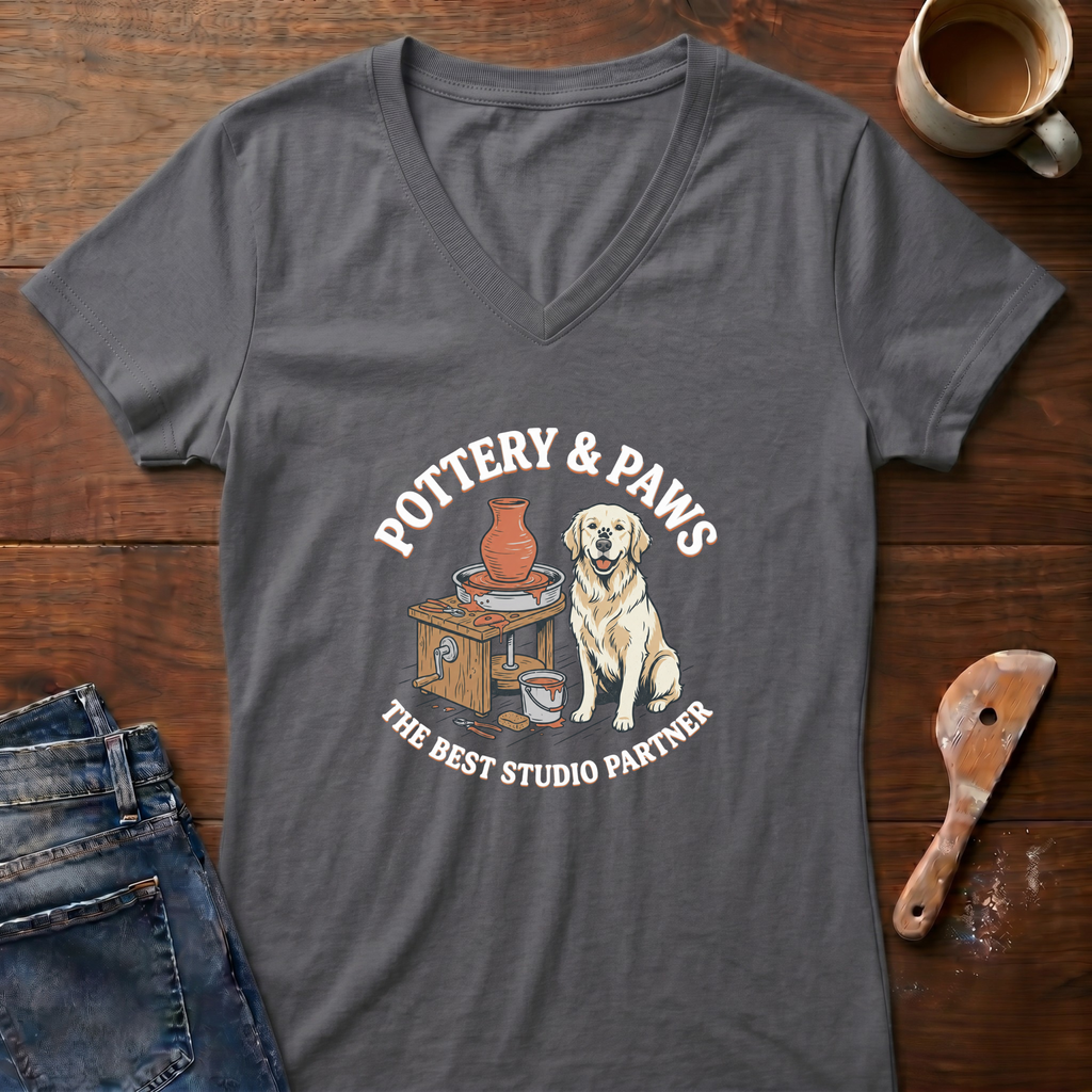 Pottery And Paws Ladies' V-Neck T-Shirt