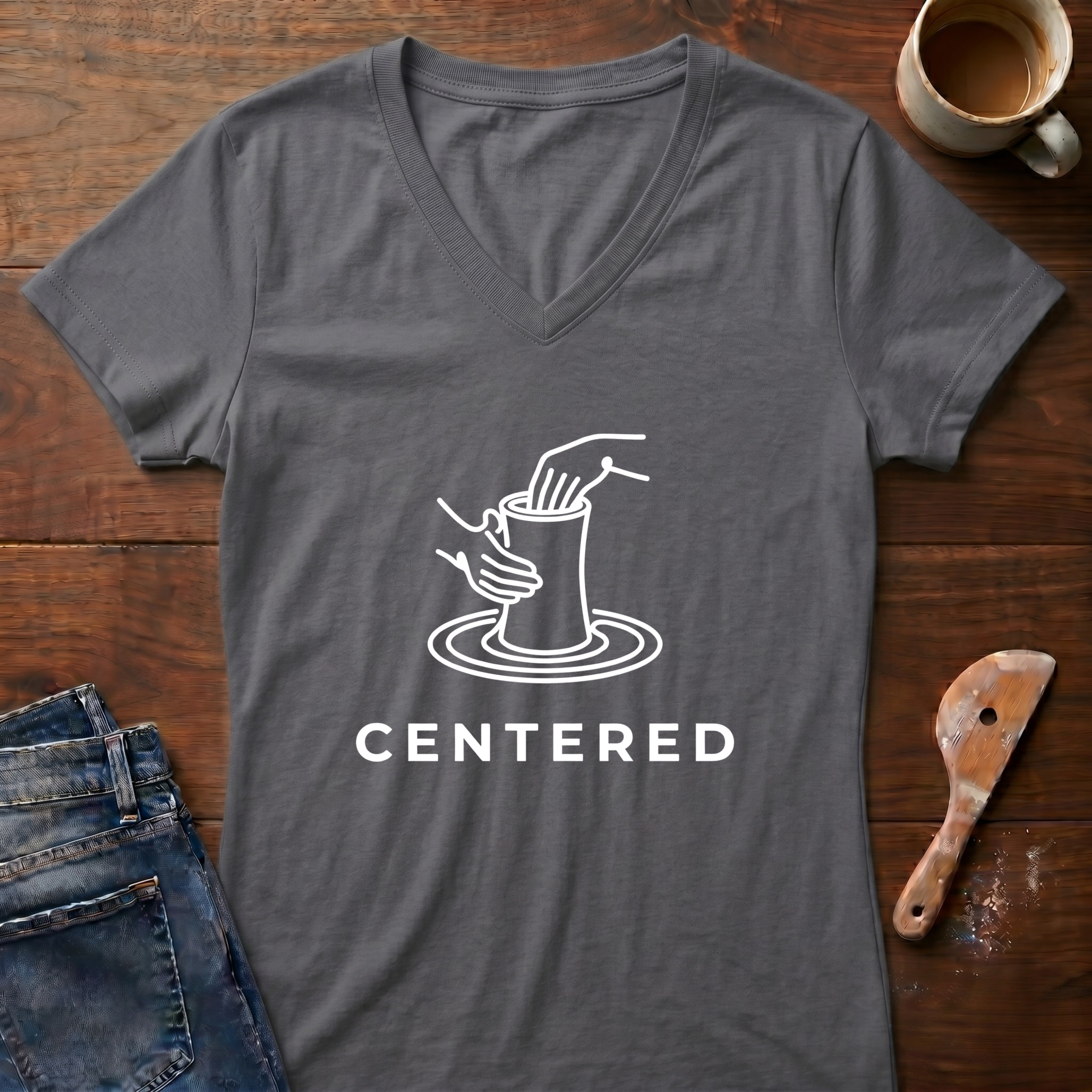 Centered Ladies' V-Neck T-Shirt