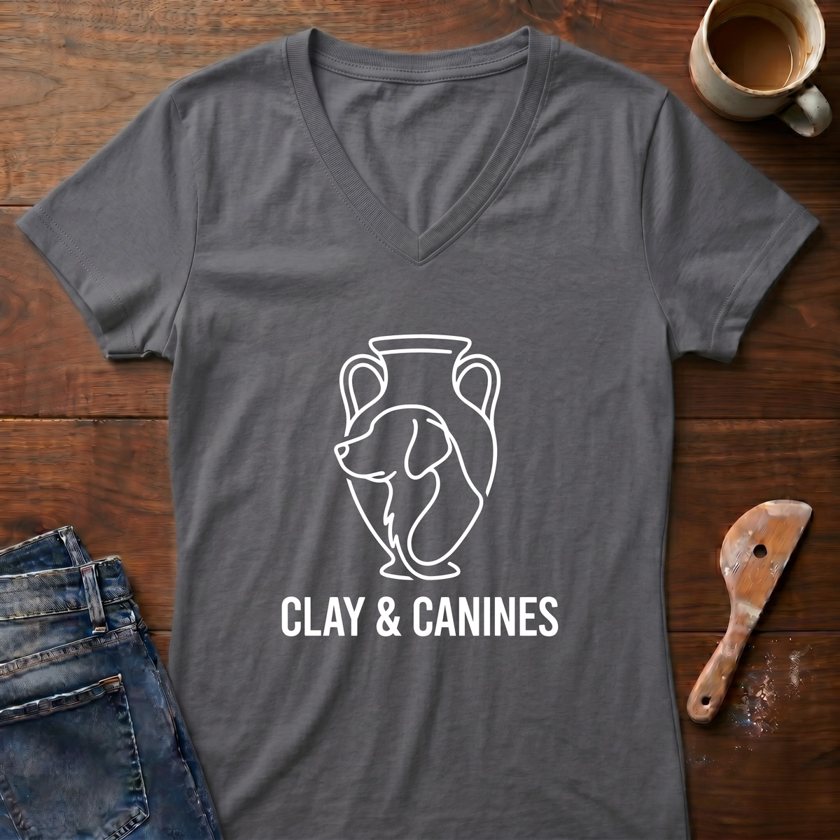 Clay & Canines Ladies' V-Neck T-Shirt