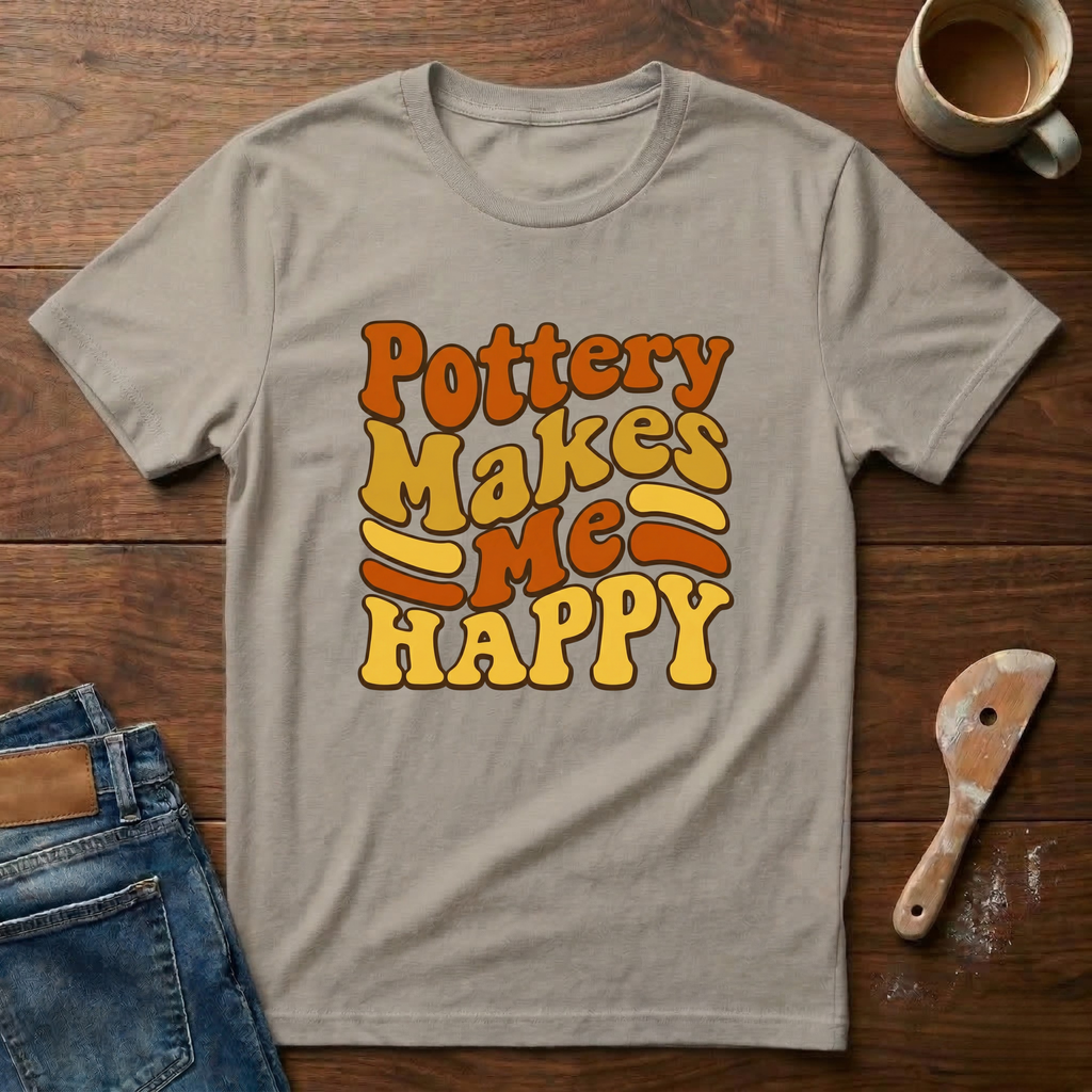 Pottery Makes Me Happy Retro T-Shirt