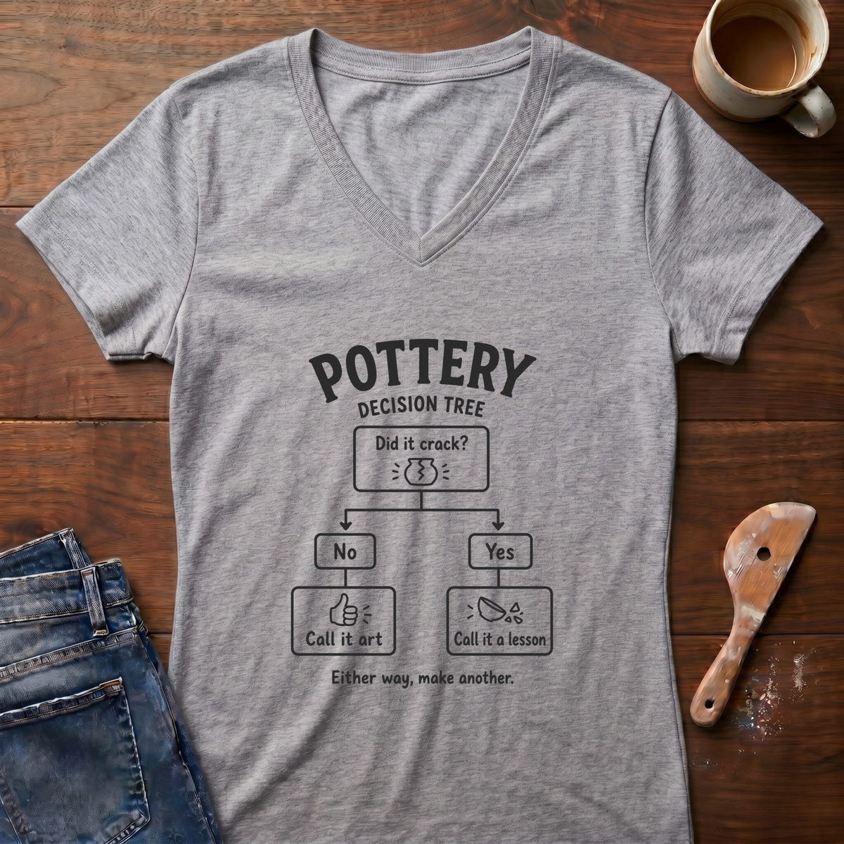 Pottery Decision Tree Ladies' V-Neck T-Shirt