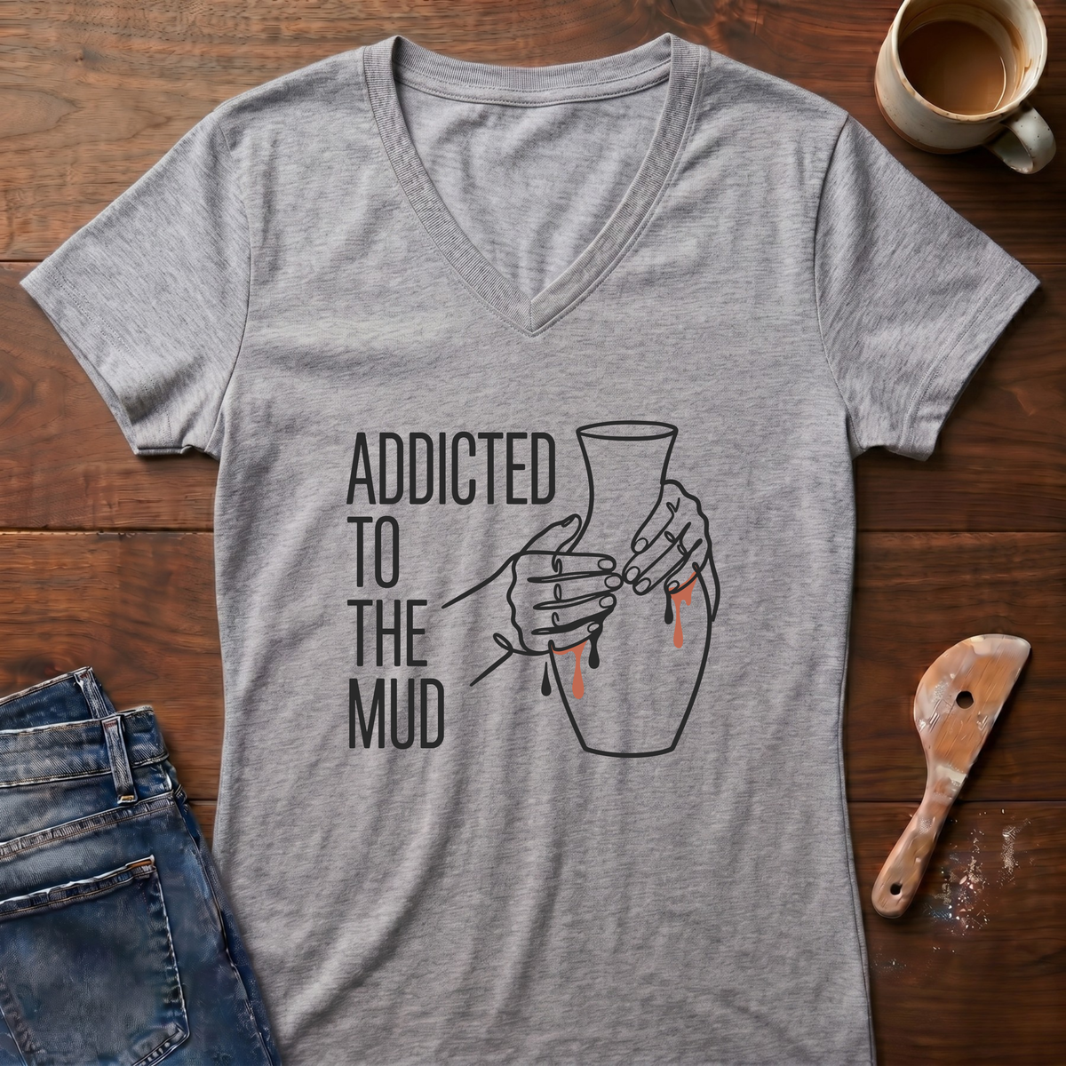 Addicted To The Mud Ladies' V-Neck T-Shirt