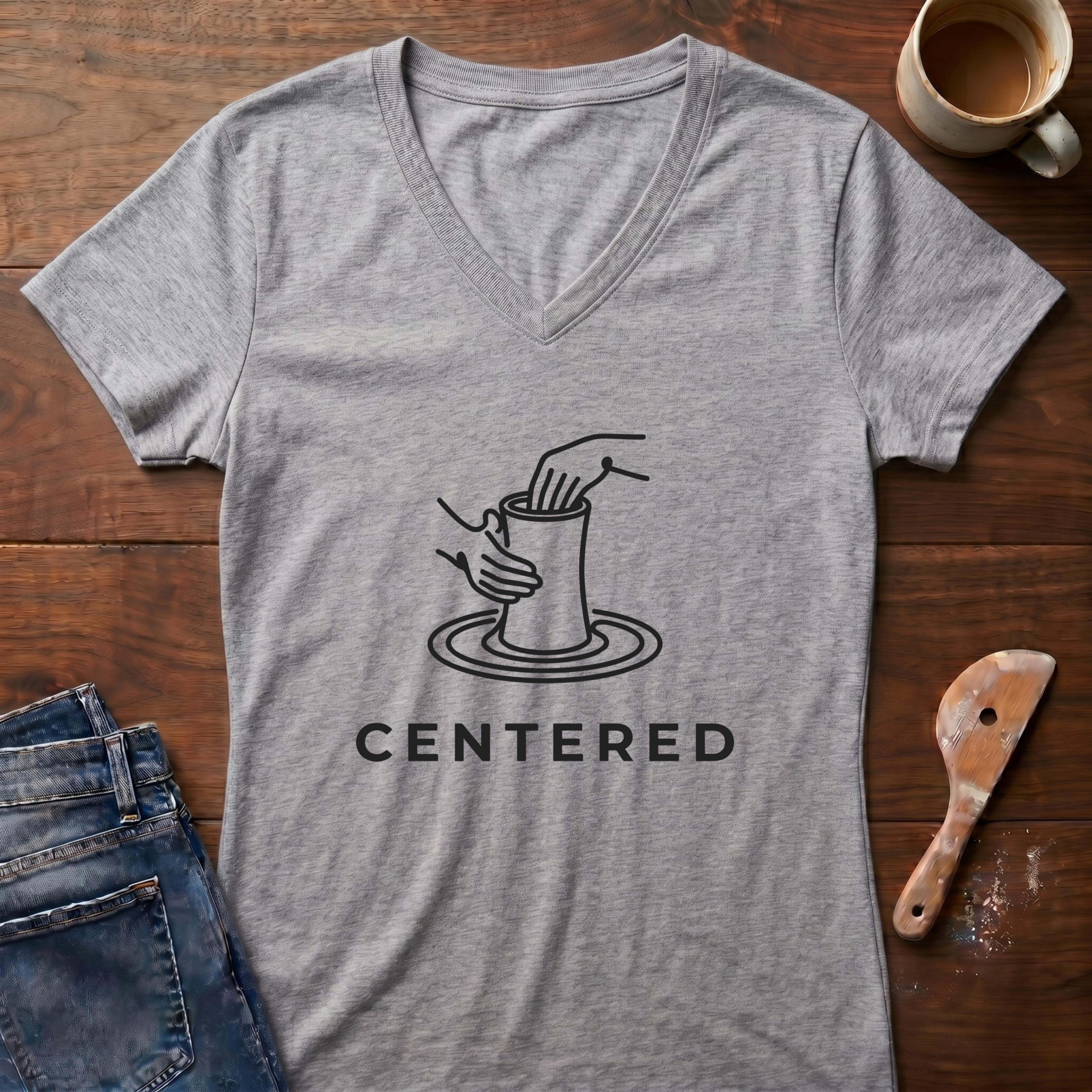 Centered Ladies' V-Neck T-Shirt