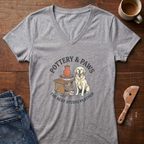 Pottery And Paws Ladies' V-Neck T-Shirt