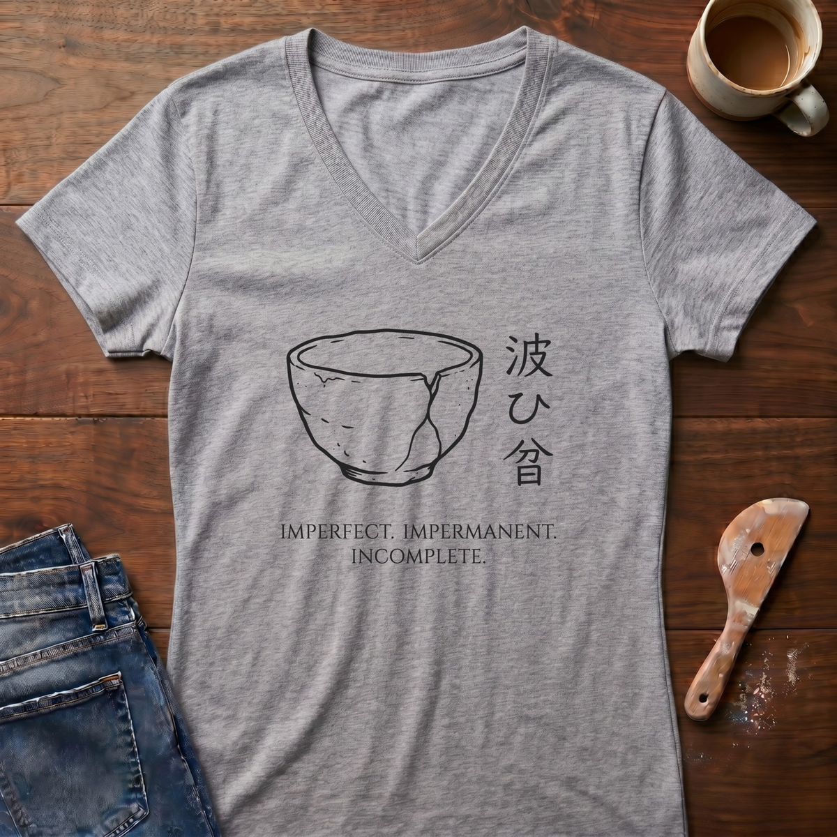 Imperfect. Impermanent. Incomplete Ladies' V-Neck T-Shirt