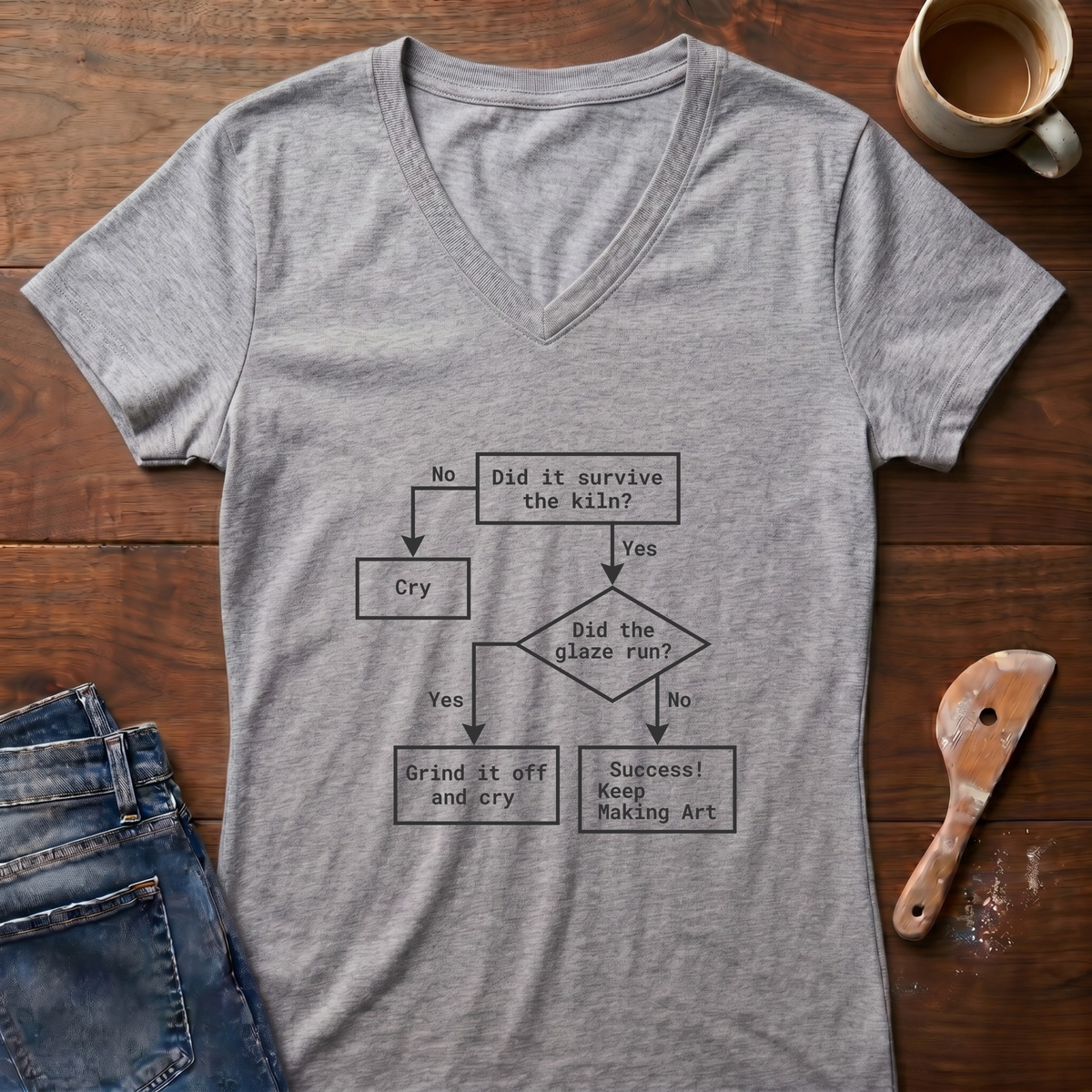 Did It Survive The Kiln Ladies' V-Neck T-Shirt