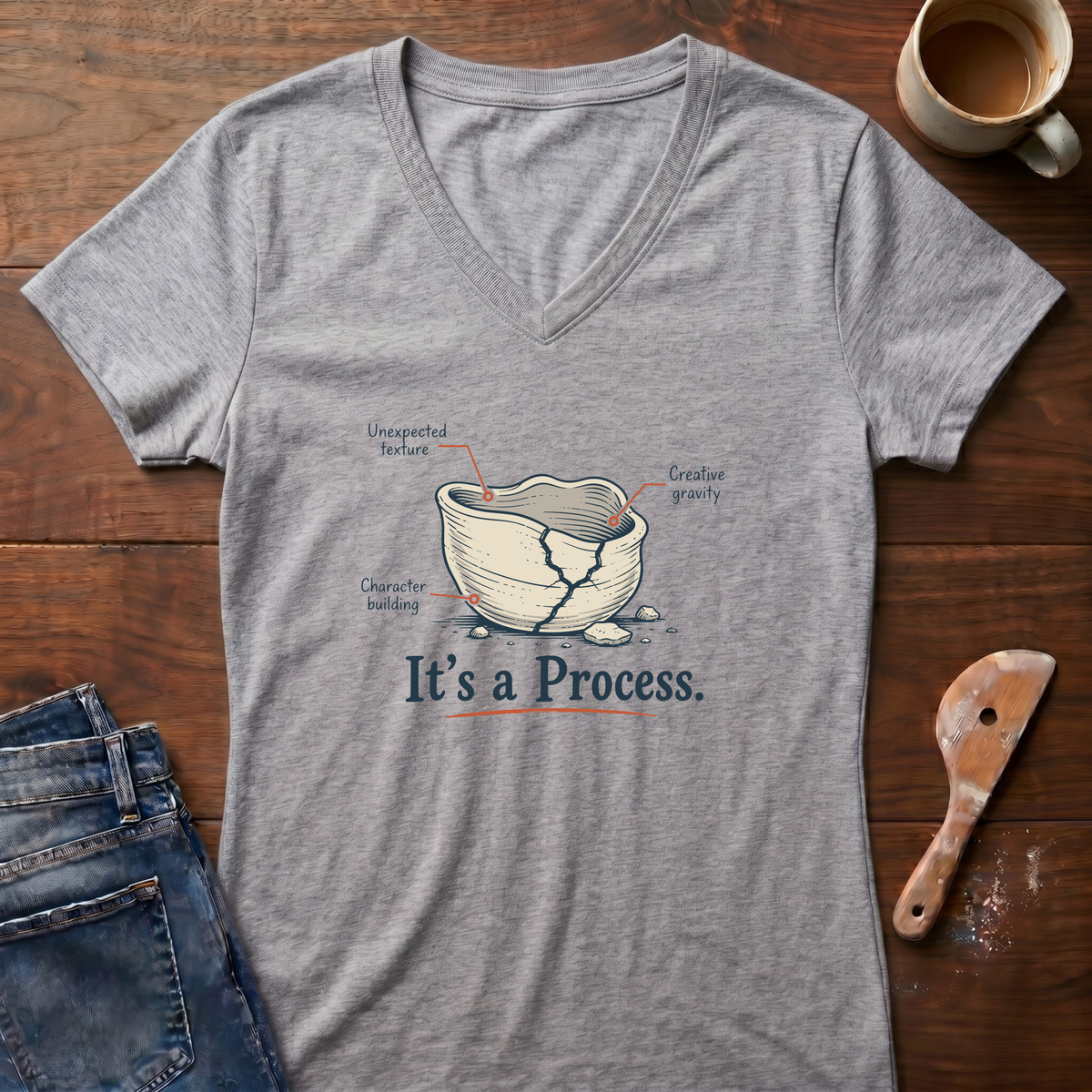 It's A Process Ladies' V-Neck T-Shirt