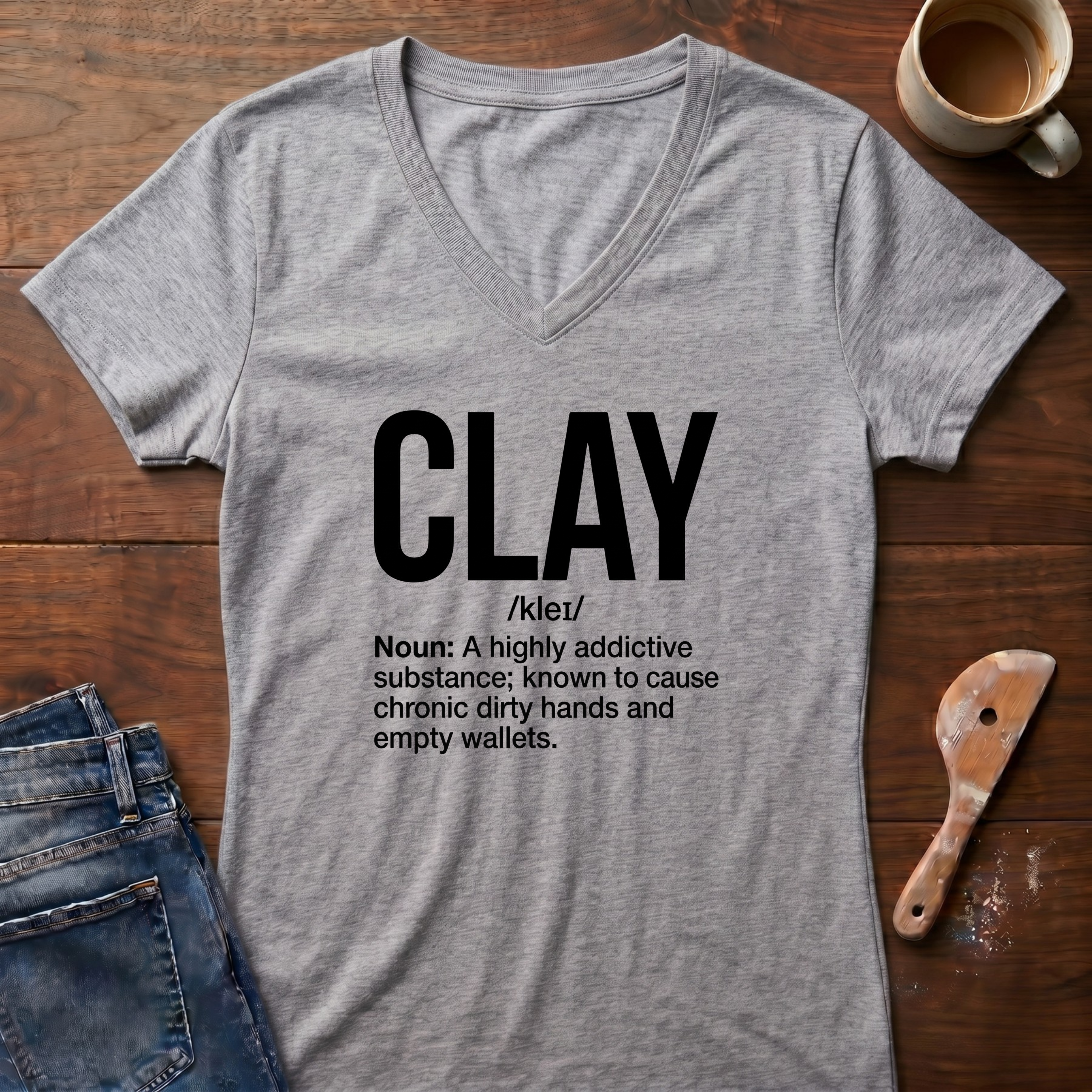 Clay Defined Ladies' V-Neck T-Shirt
