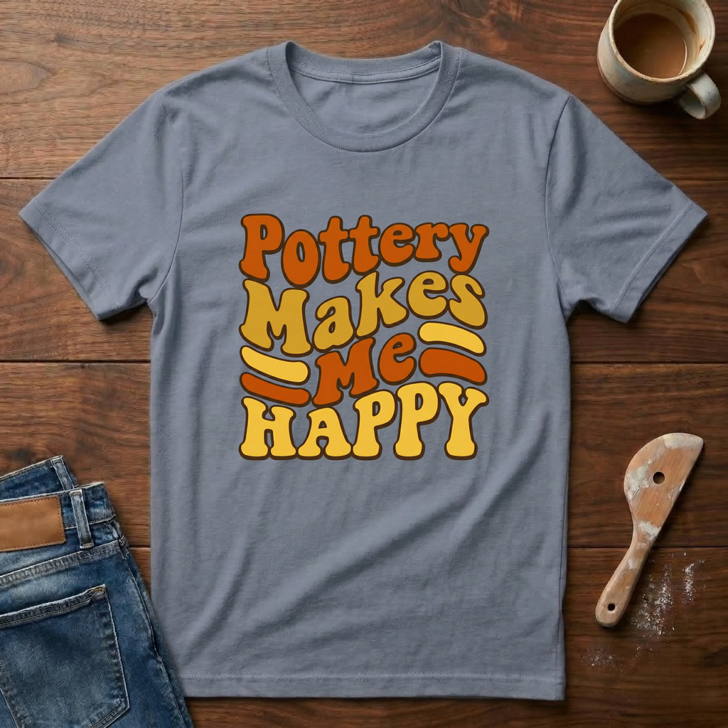 Pottery Makes Me Happy Retro T-Shirt