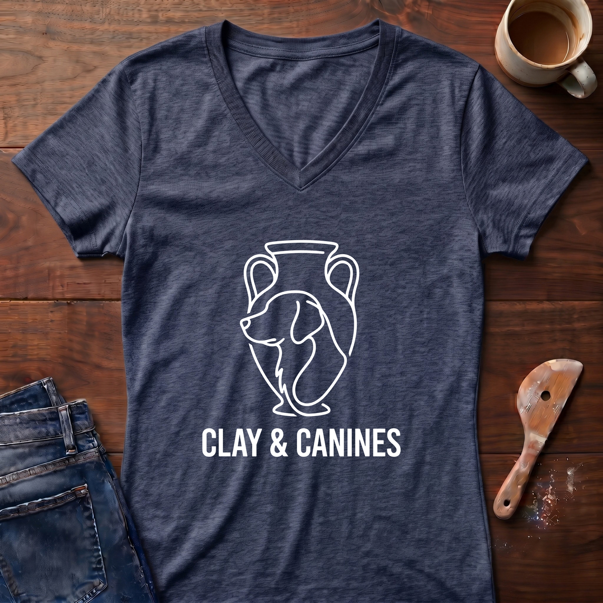Clay & Canines Ladies' V-Neck T-Shirt