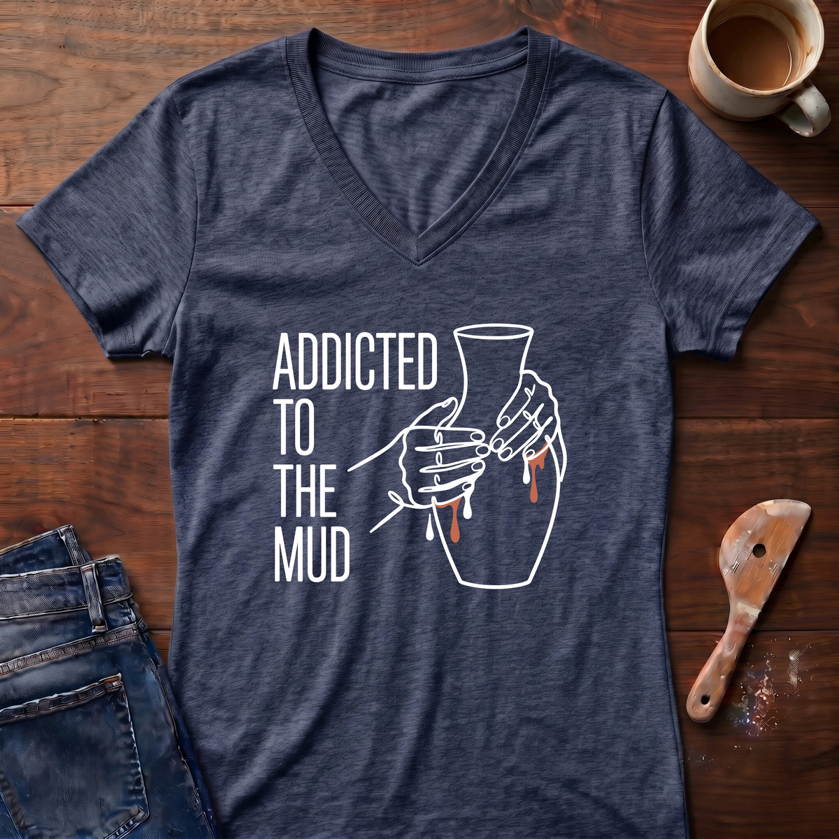 Addicted To The Mud Ladies' V-Neck T-Shirt