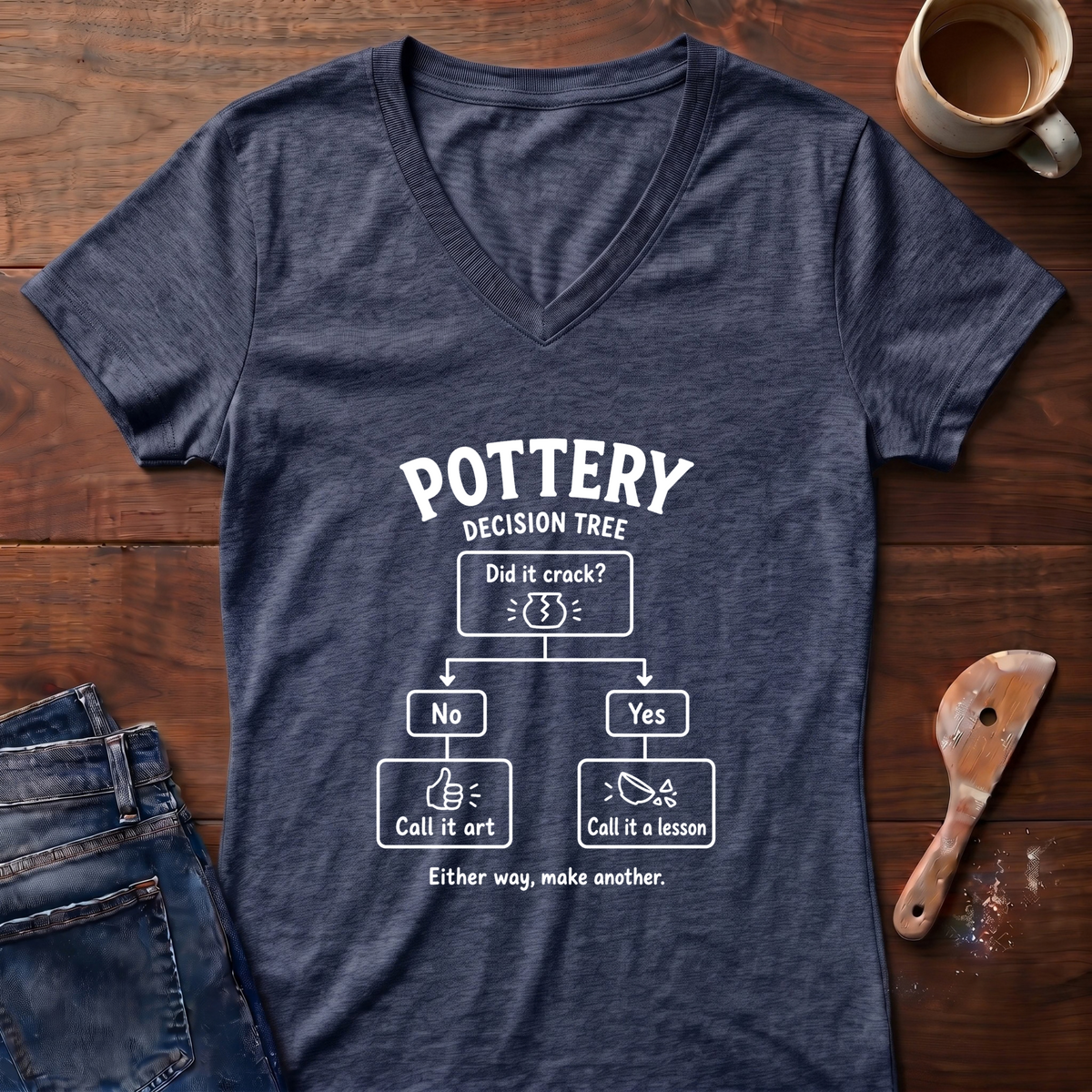 Pottery Decision Tree Ladies' V-Neck T-Shirt
