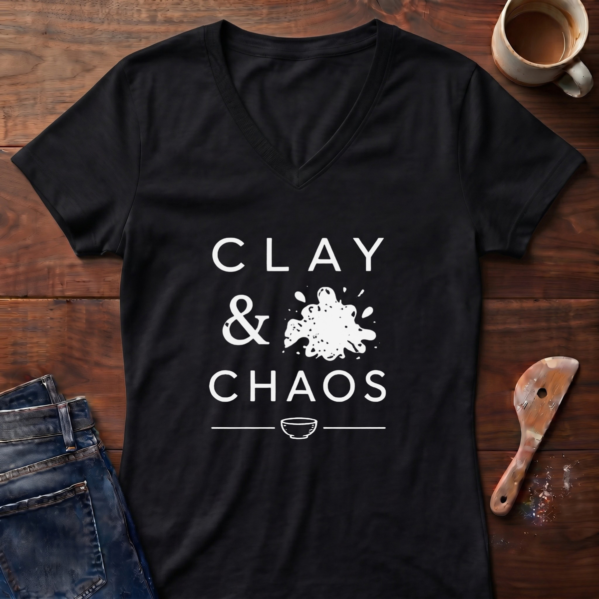 Clay & Chaos Ladies' V-Neck T-Shirt