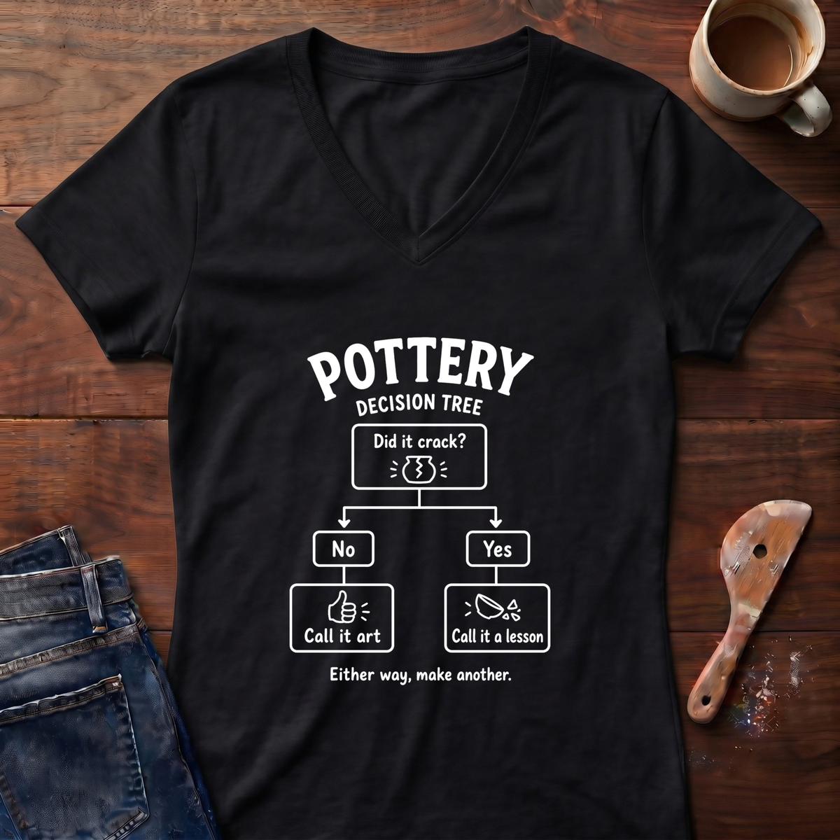 Pottery Decision Tree Ladies' V-Neck T-Shirt