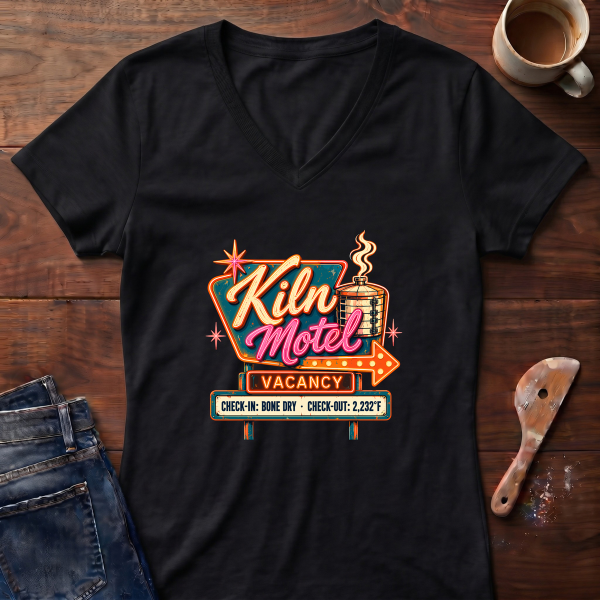 Kiln Motel Ladies' V-Neck T-Shirt