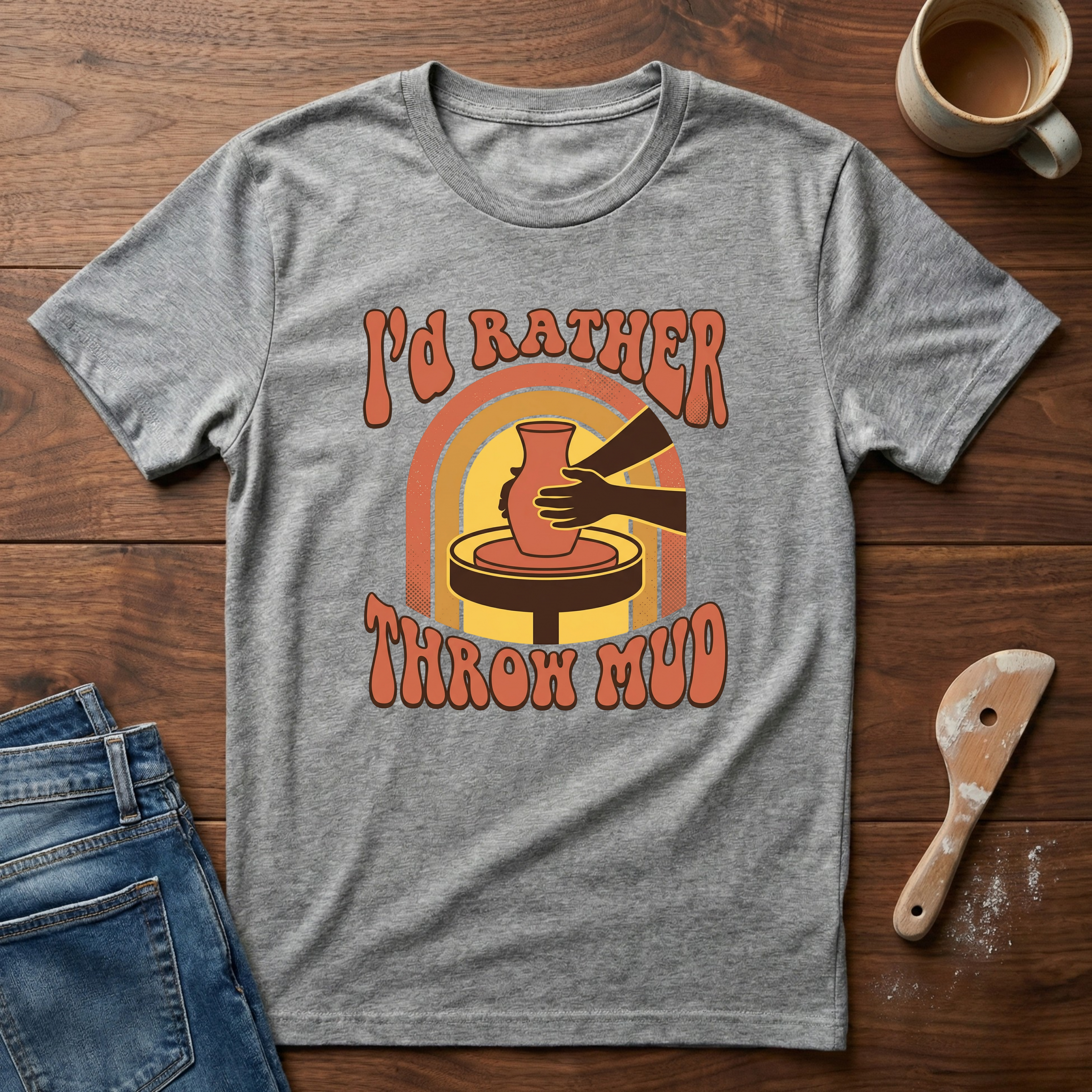 I'd Rather Throw Mud (Retro) T-Shirt