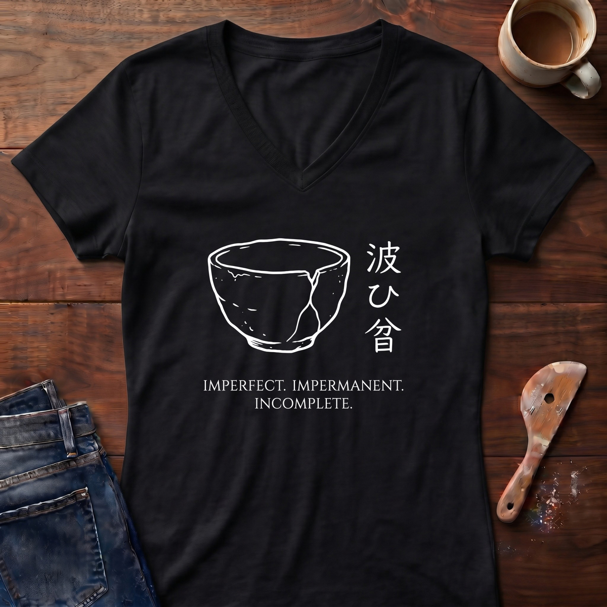 Imperfect. Impermanent. Incomplete Ladies' V-Neck T-Shirt