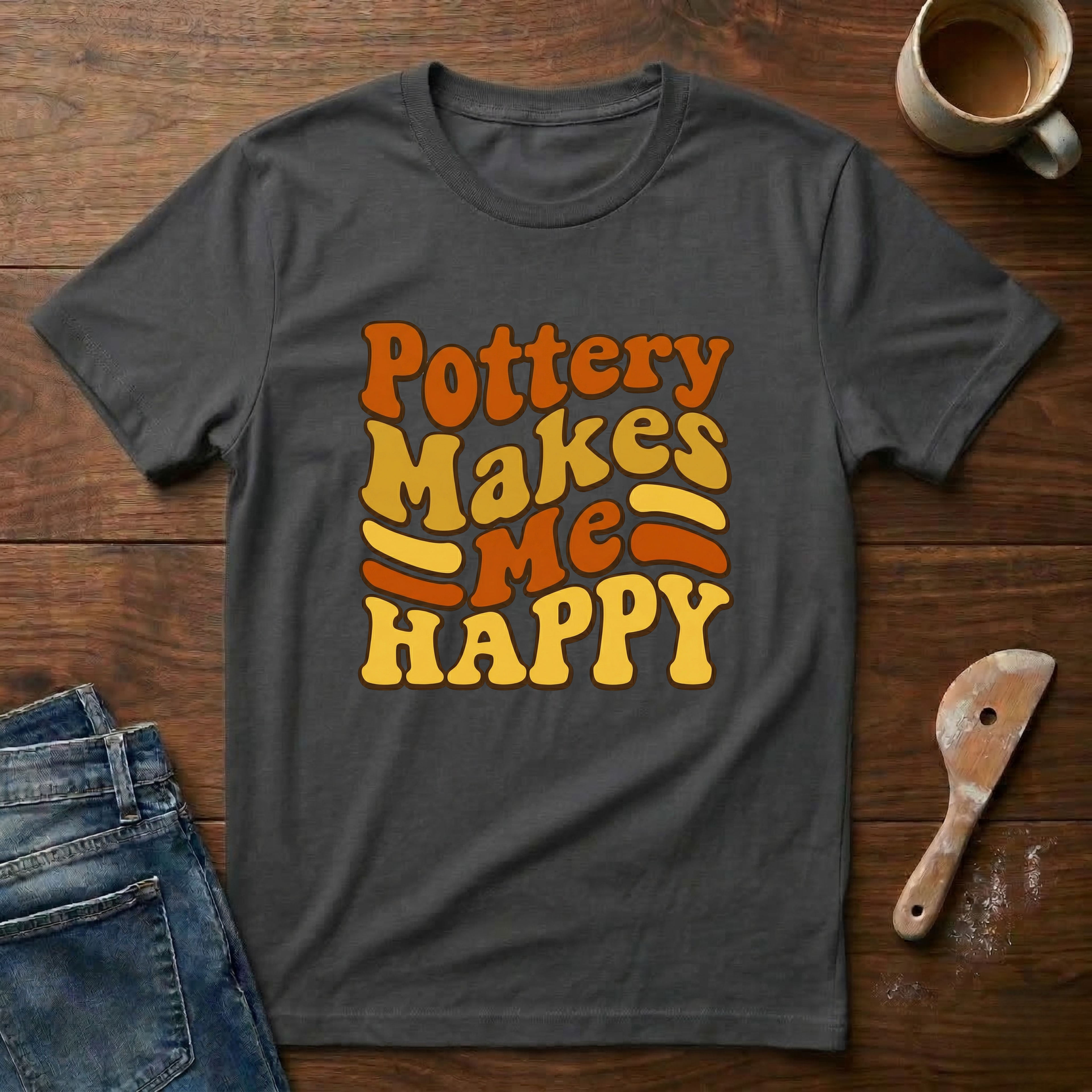Pottery Makes Me Happy Retro T-Shirt