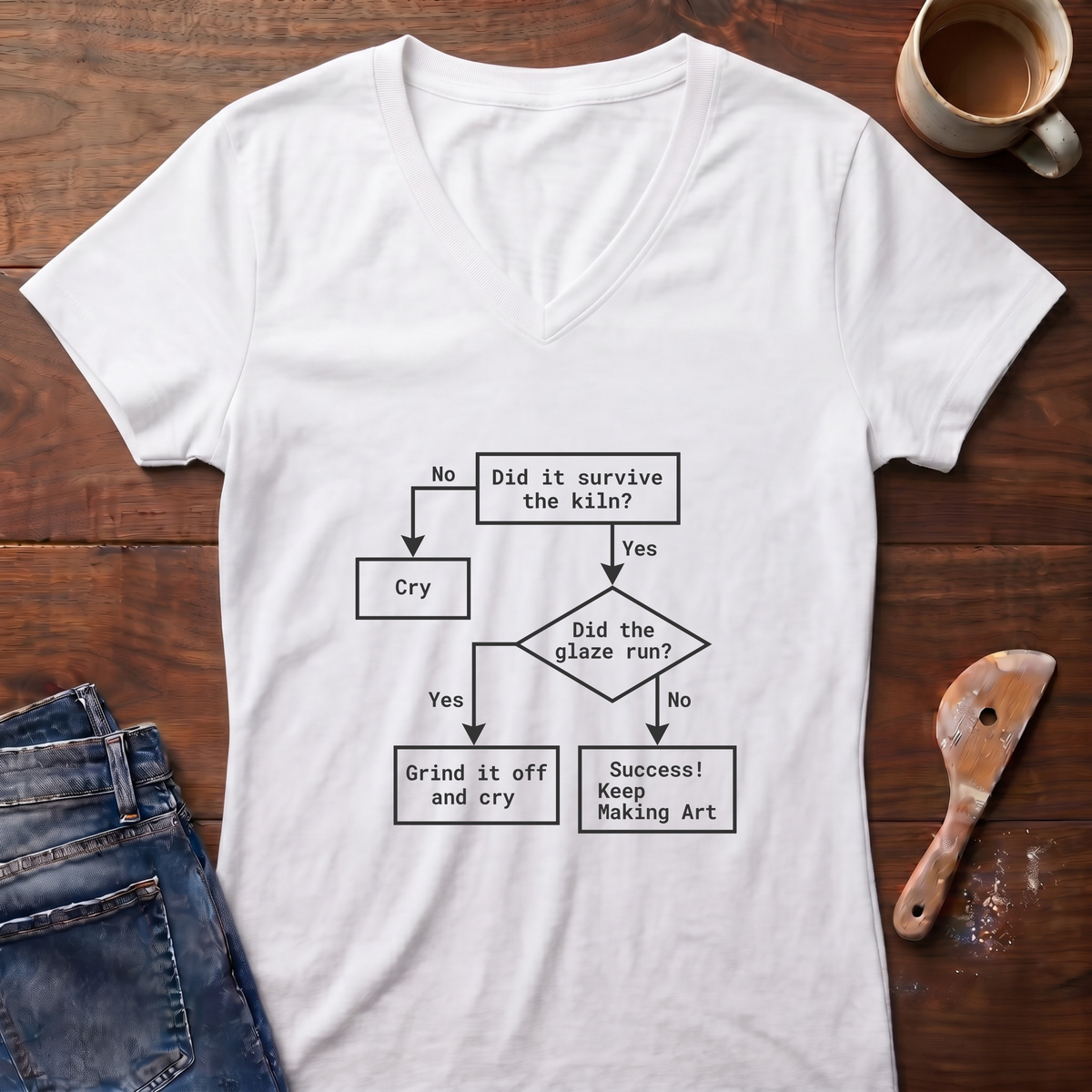 Did It Survive The Kiln Ladies' V-Neck T-Shirt